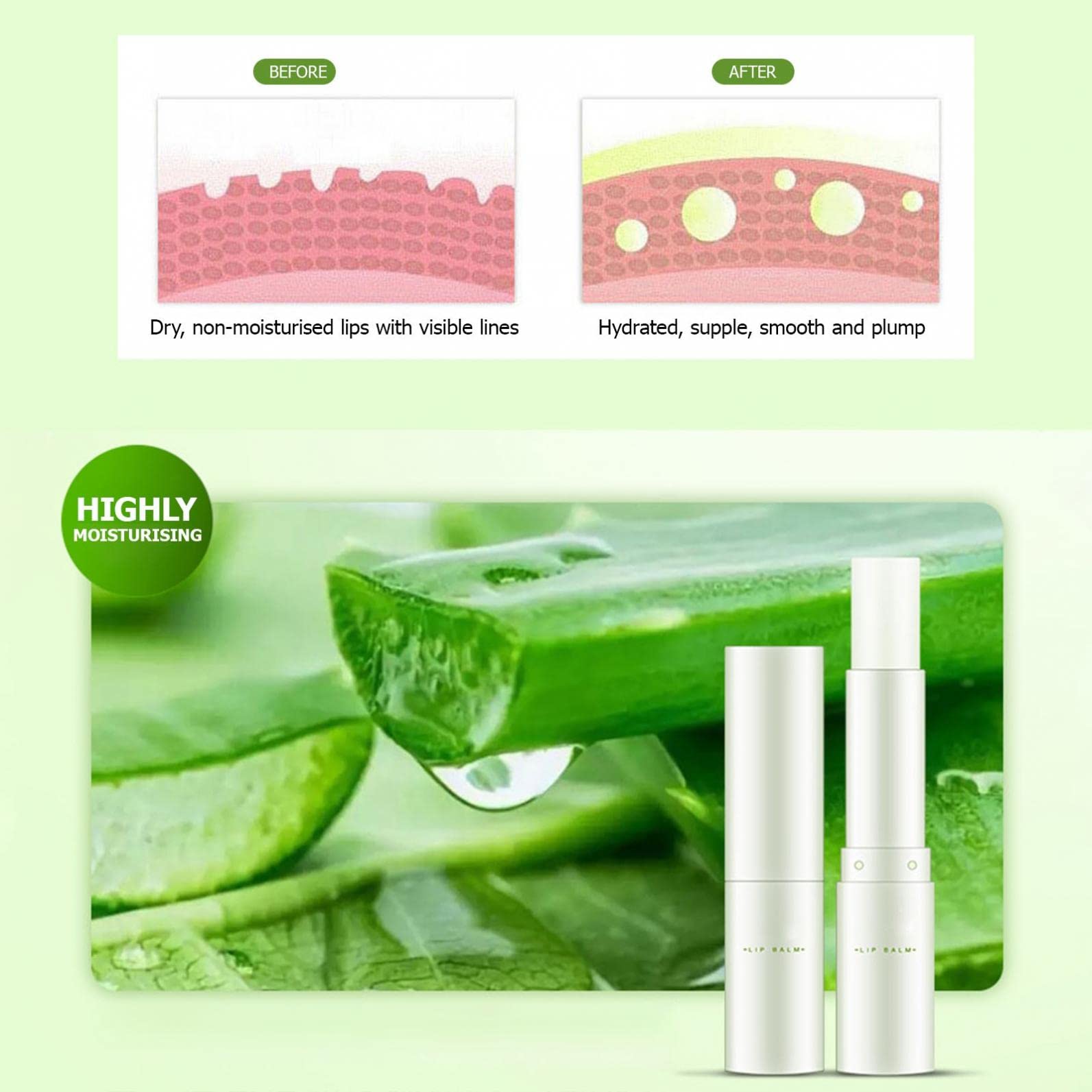 Natural Aloe Vera Lipstick with Long-Lasting Moisture | Hydrating Lip Balm with Aloe Essence | Nourishing Lip Care & Clear Lip Gloss for Dry Lips | Perfect for Daily Use, Makeup Routine & On-the-Go Hydration