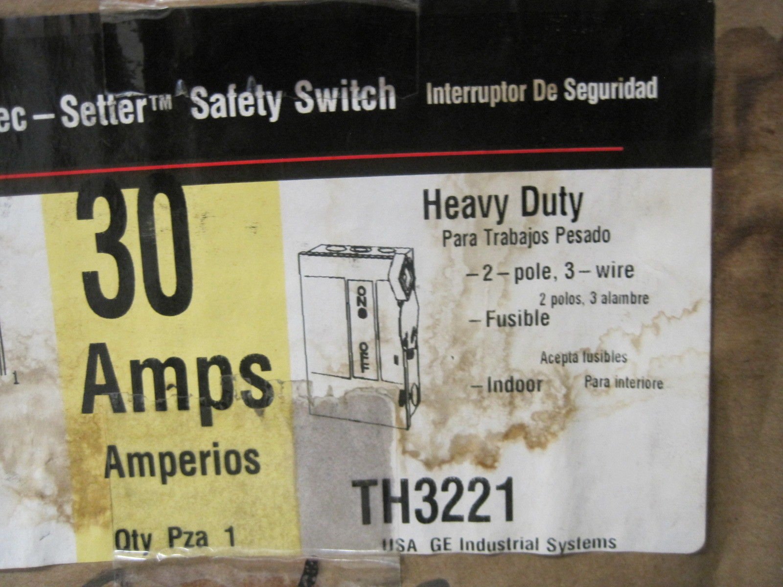 General Electric TH3221 Safety Switch - Heavy Duty 30 Amp Disconnect Switch for HVAC, Pumps & Industrial Equipment | Weatherproof & Durable Outdoor Use