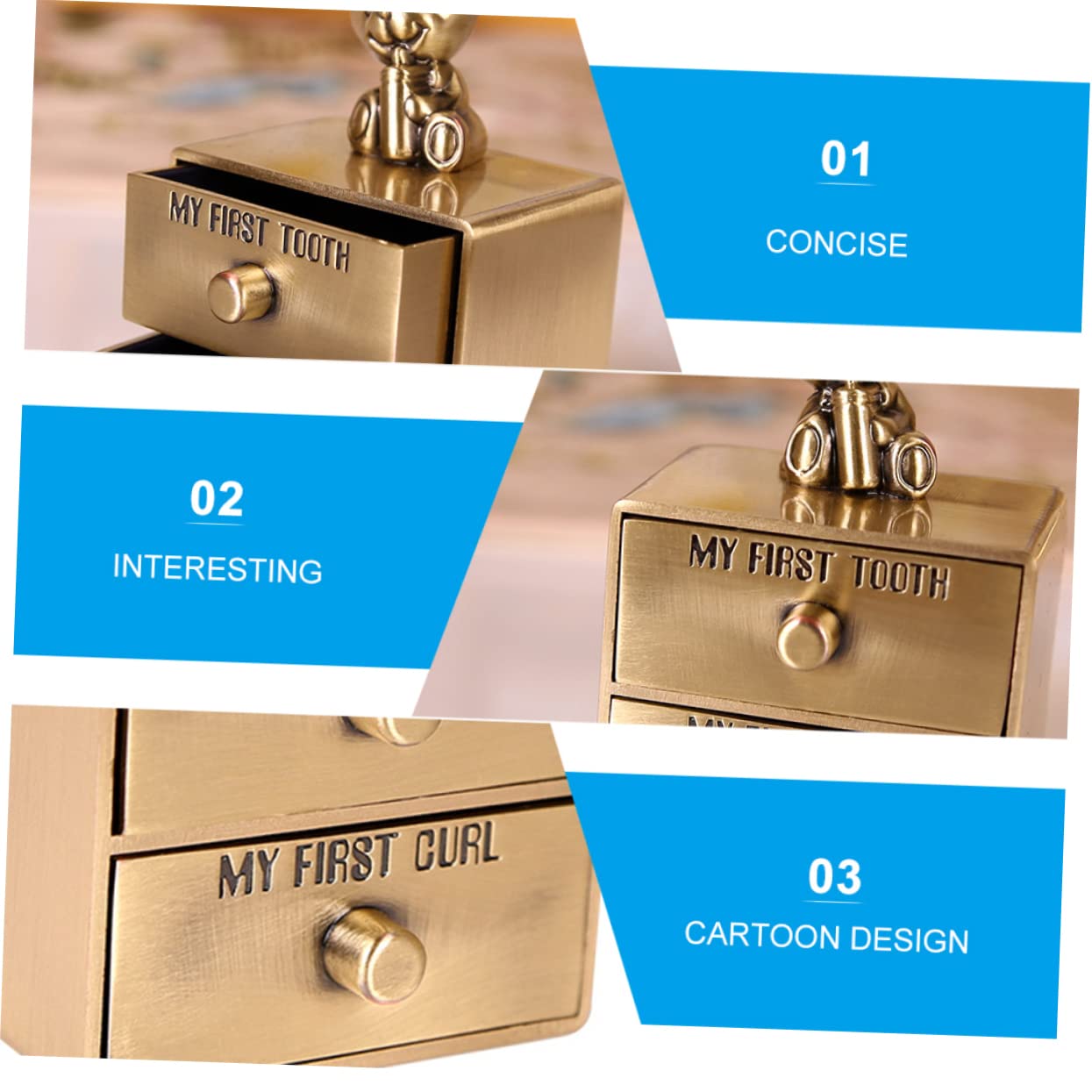 SHOWERORO Metal Tooth Box - Teeth Storage Case for Keepsakes & Baby Teeth