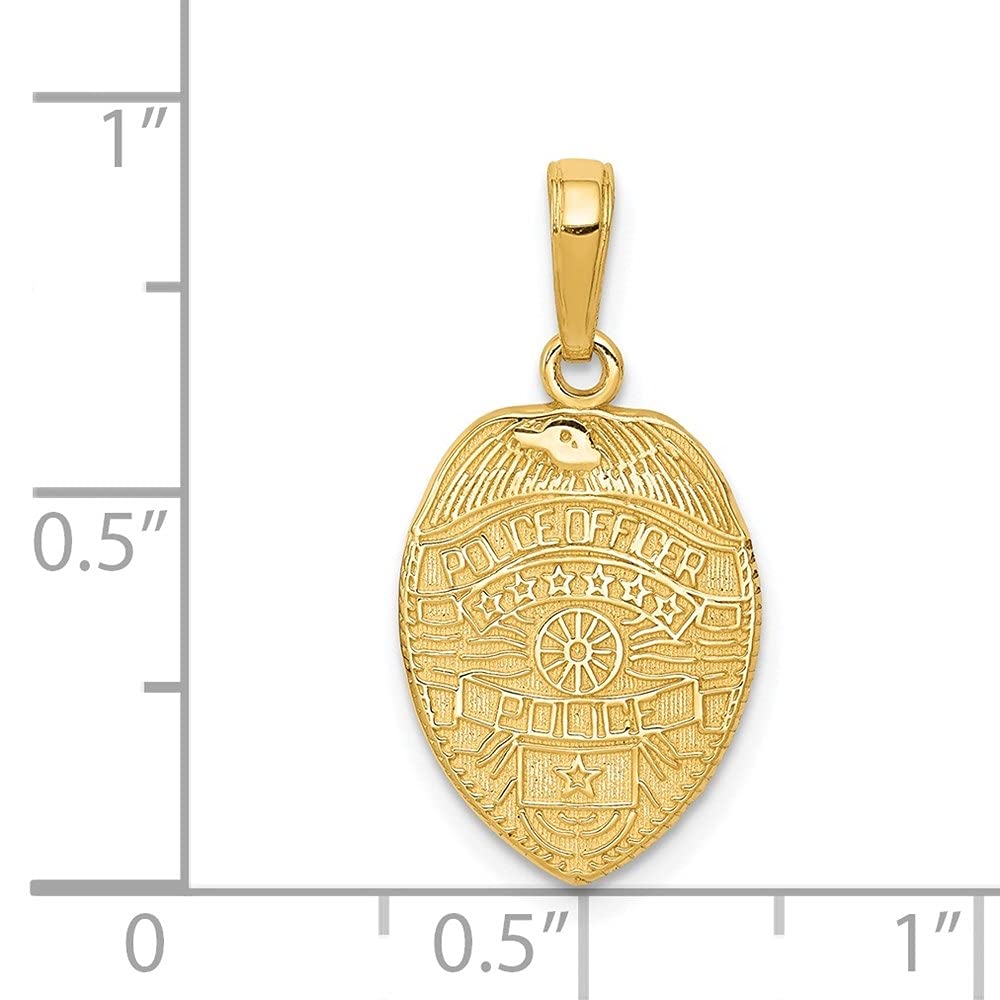 14K Yellow Gold Police Officer Badge Pendant Necklace - 22mm x 12mm - Perfect for Law Enforcement Gifts, Graduation & Everyday Wear - Diamond2Deal