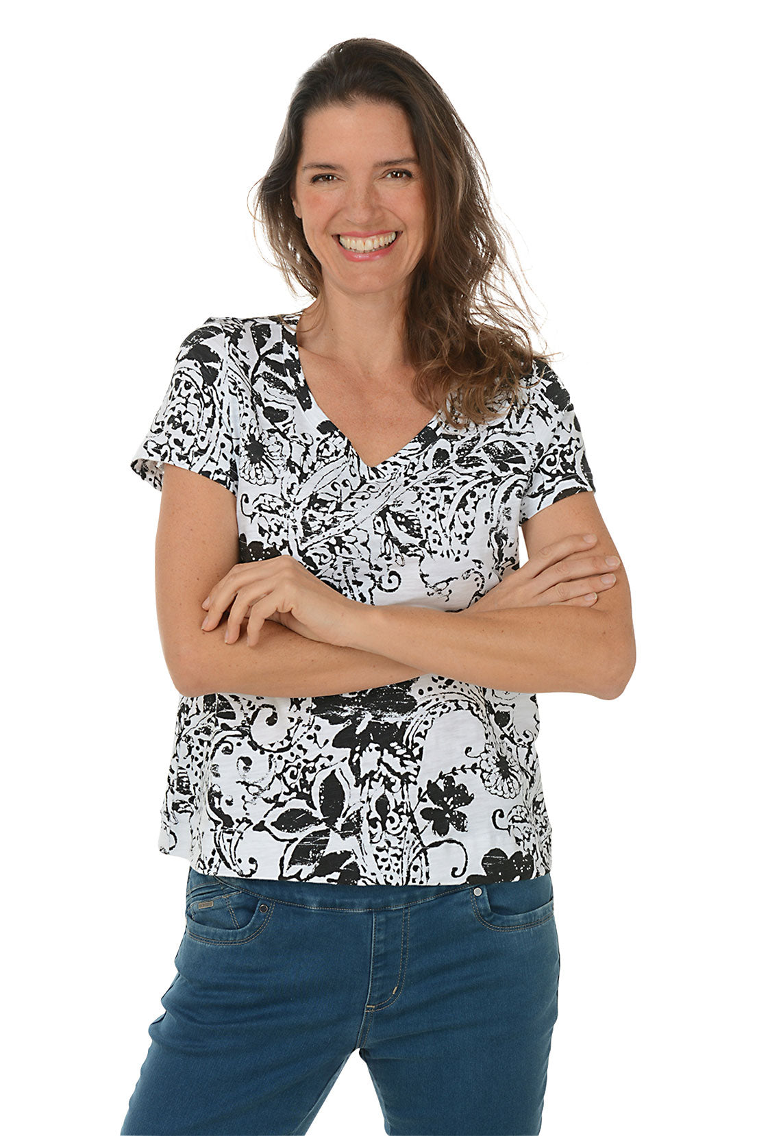 Black Paisley Scroll Print T-Shirt for Men & Women - Casual Comfort Fit Tee for Everyday Wear, Street Style & Layering