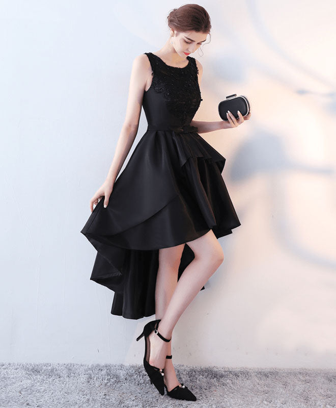 Elegant Black Lace High-Low Prom Dress for Women - Sexy Evening Gown for Homecoming, Party & Special Occasions