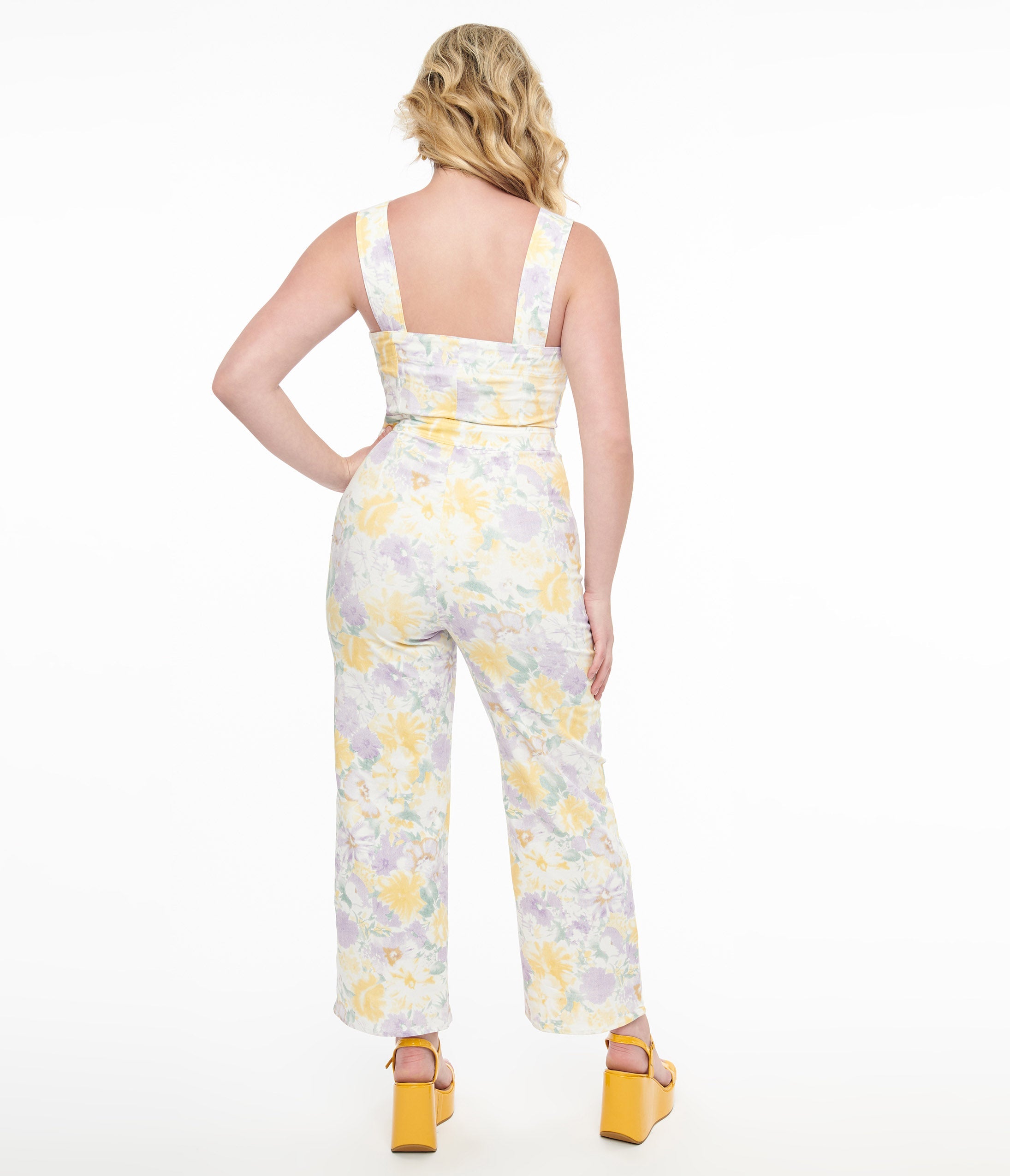 Pastel Floral Jumpsuit for Women - Soft Purple & Yellow Print Romper - Perfect for Summer Outfits, Beach Vacations & Boho Fashion