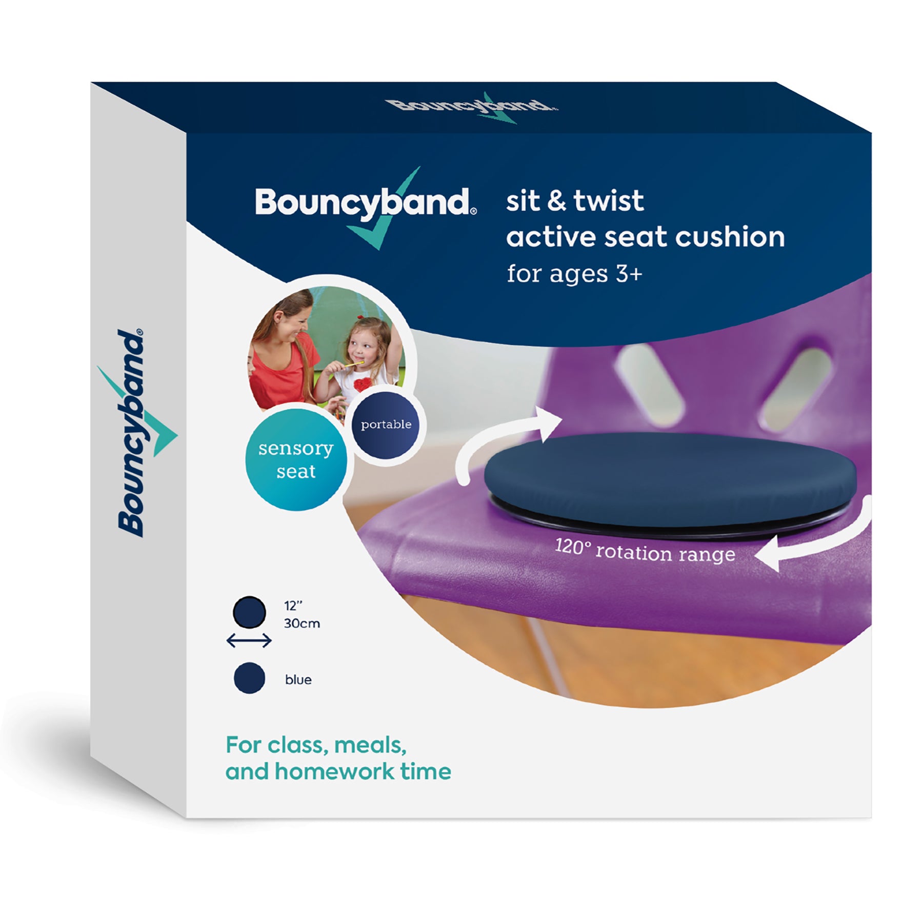 Bouncyband Sit & Twist Active Seat Cushion for Kids - Wiggle Chair Alternative for ADHD & Sensory Needs - Perfect for Classroom, Homeschool & Study Time