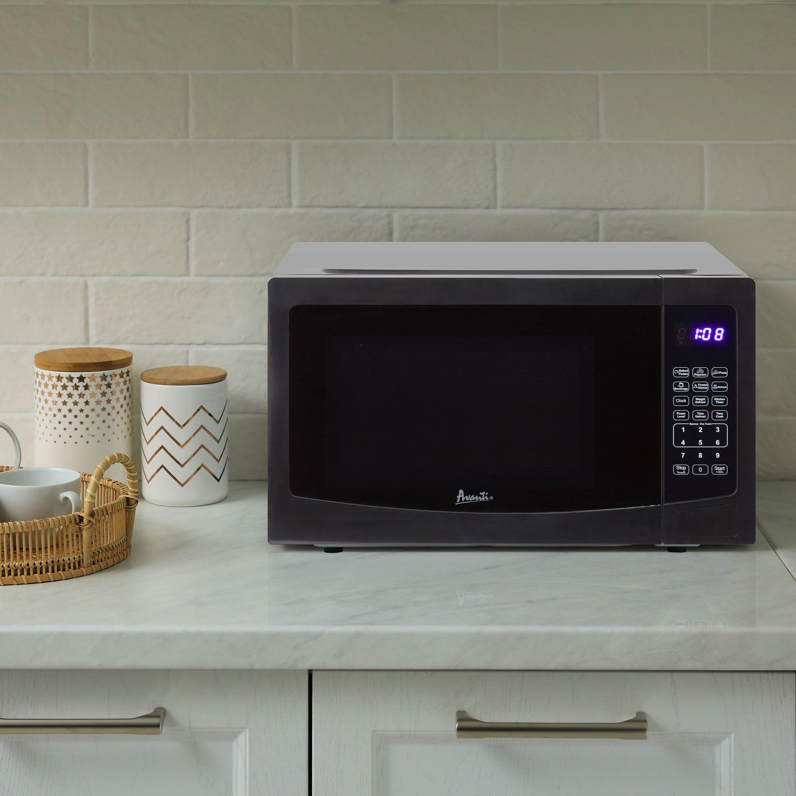 Avanti MT115V3S 1.1 Cu. Ft. Stainless Steel Countertop Microwave Oven - Compact Kitchen Appliance for Small Spaces, Dorms & Offices