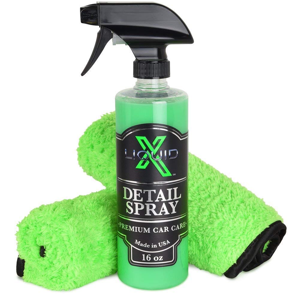 Liquid X Classic Detail Spray Combo - 16oz Car Detailing Spray & Green Xtreme Waffle Weave Microfiber Towels Kit | Premium Auto Detailing Supplies for Cars, Trucks & Motorcycles | Perfect for Shine Enhancement & Paint Protection
