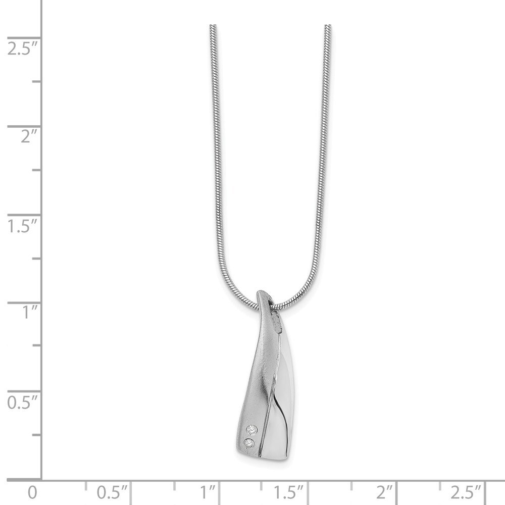 SS White Ice Satin & Polished .01ct Diamond Necklace - Elegant 14K Gold Pendant for Women, Perfect for Anniversary Gifts & Special Occasions