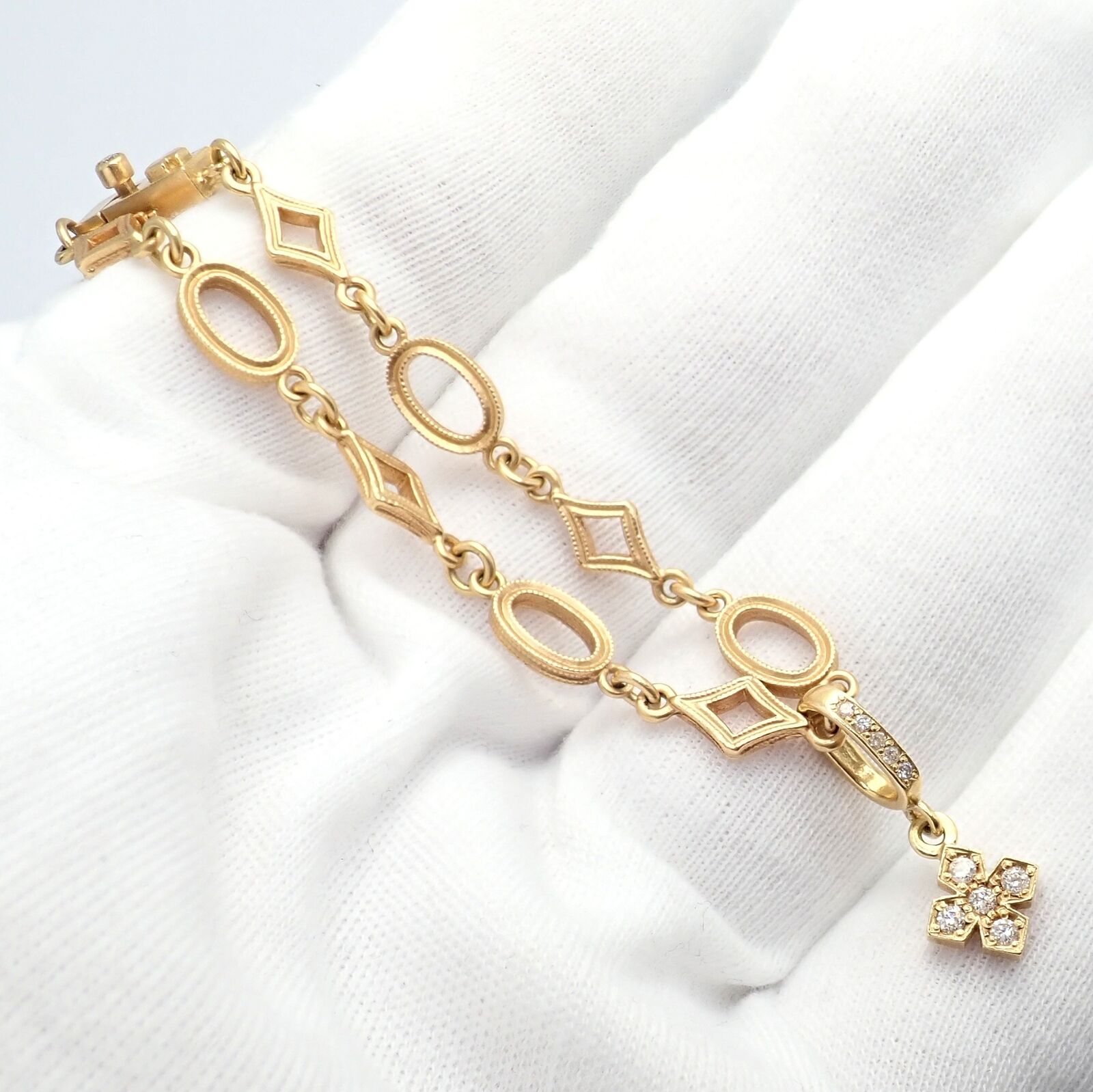 Loree Rodkin 18k Yellow Gold Diamond Cross Bracelet for Women - Luxury Religious Jewelry Gift for Christmas, Baptism & Special Occasions