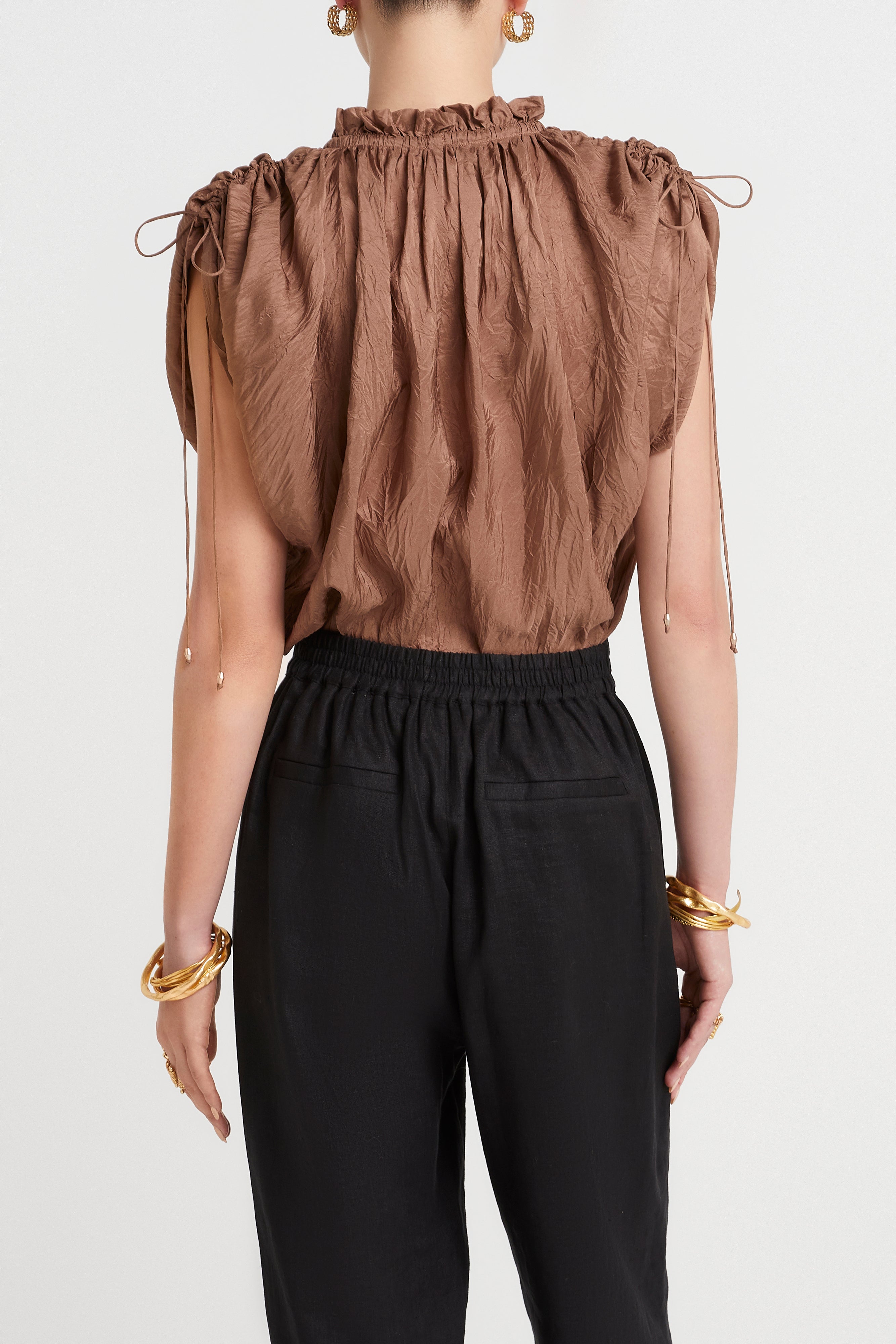 Husk Delphi Top in Mocha - Stylish Women's Casual Blouse for Everyday Wear | Perfect for Office, Outings & Date Nights