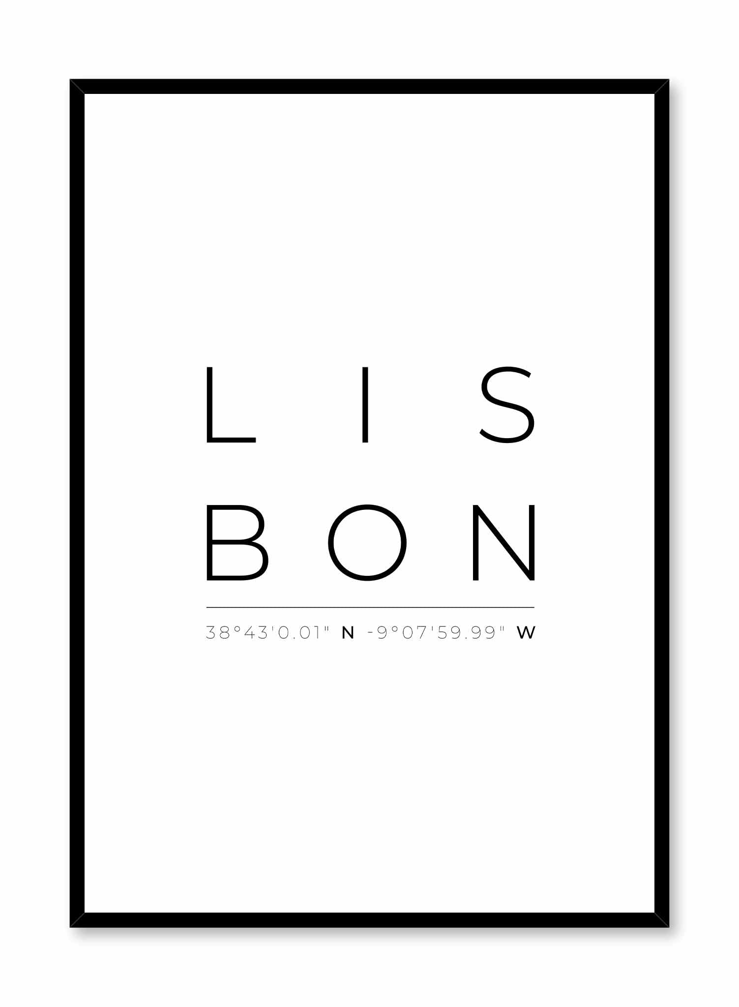 Lisbon Coordinates Poster - Vintage City Map Art Print - Perfect for Home, Office & Travel Decor
