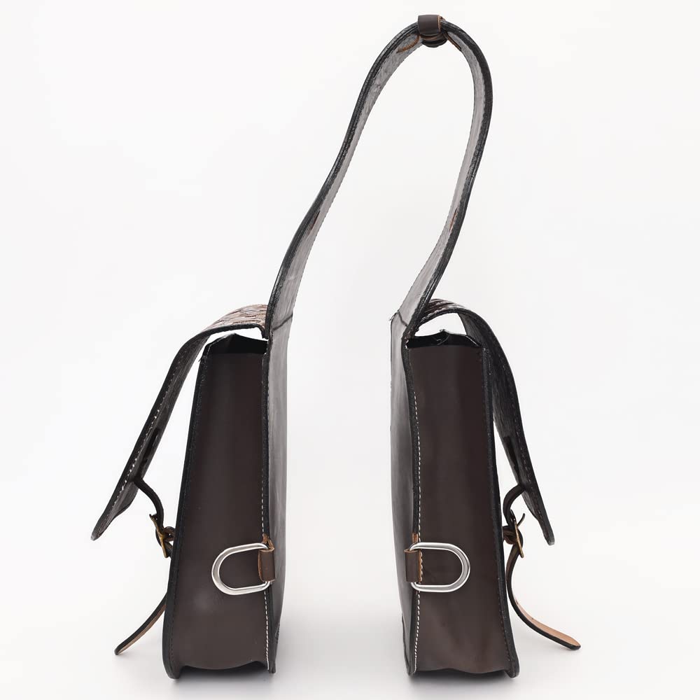 HILASON Genuine Soft Leather Western Horse Saddle Bag - Adjustable Brown Equestrian Saddlebag for Trail Riding & Horse Shows | Durable Riding Accessory for Cowboys & Equestrians
