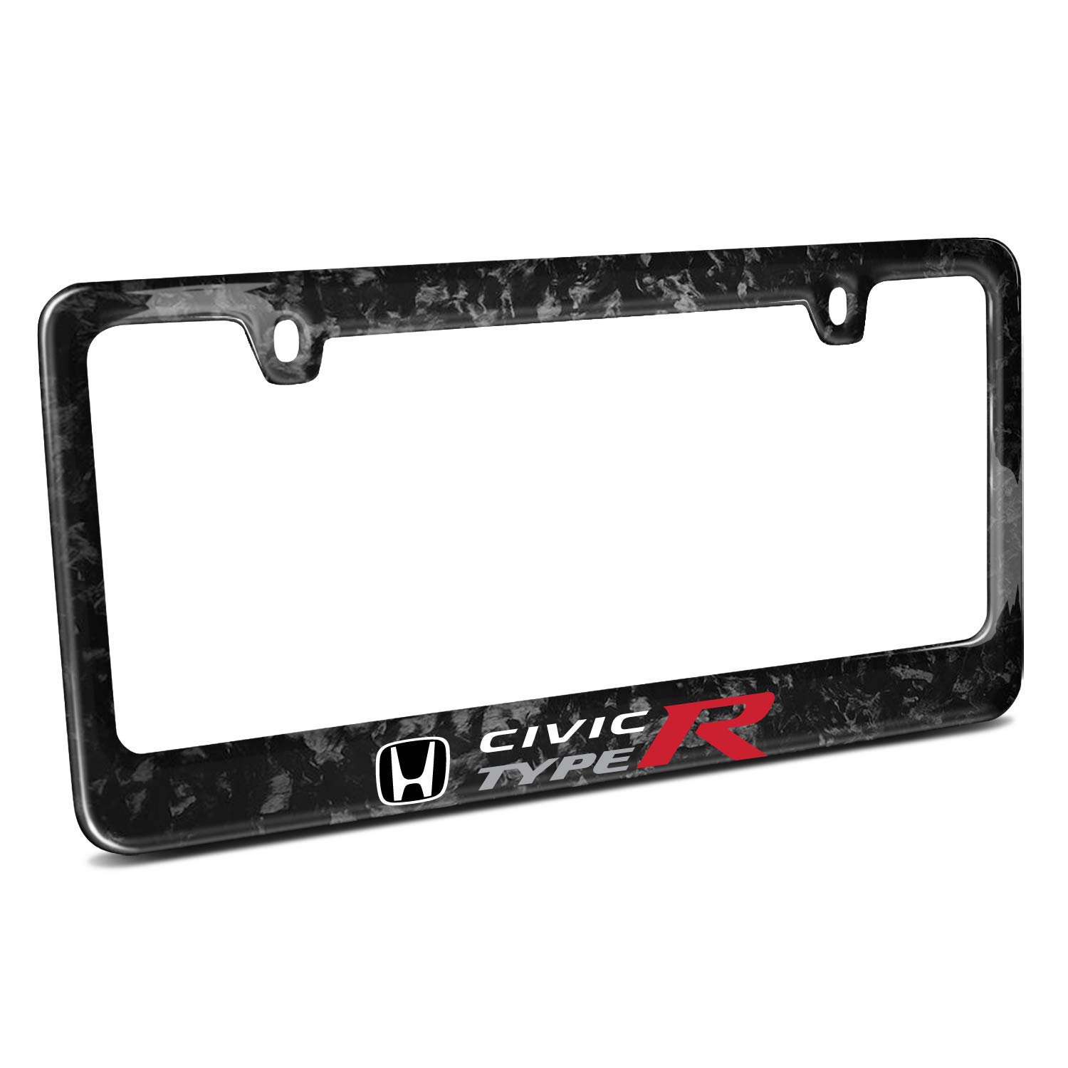 Honda Civic Type-R Real Black Forged Carbon Fiber License Plate Frame - Durable & Stylish Car Accessory for Front & Rear License Plates - Perfect for Car Enthusiasts & Auto Shows