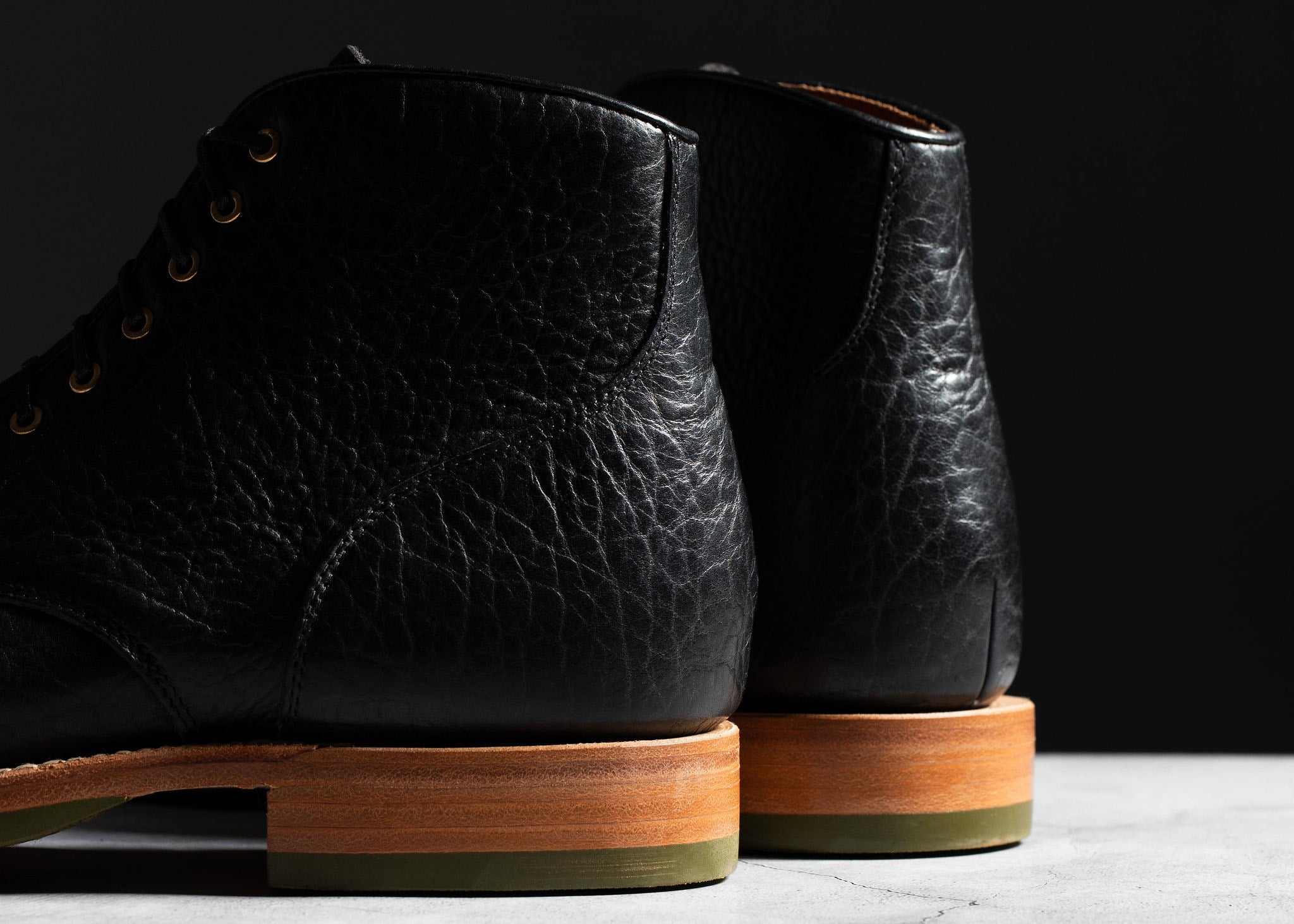 Premium Garrison Boots for Men - Black Bison Leather Work Boots - Durable & Comfortable for Outdoor, Hiking, and Workwear