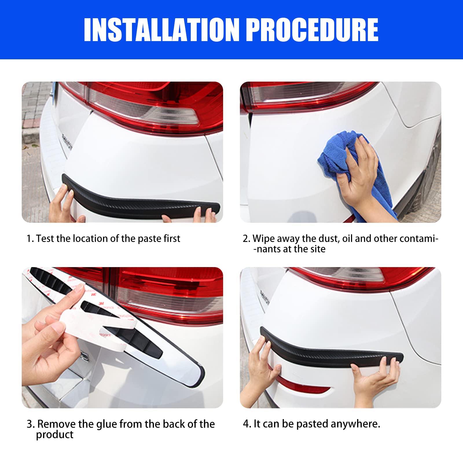 QODOLSI 2-Pack Car Bumper Protector - Front & Rear Anti-Collision Rubber Strips with 3M Adhesive, 15.75