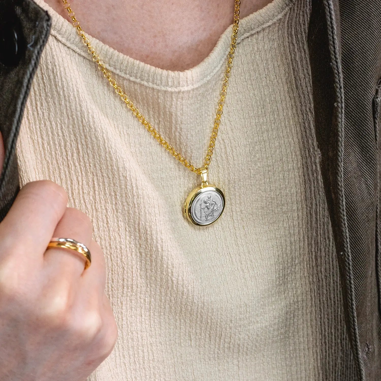 St. Christopher Pendant Necklace for Men - 14K Gold & Sterling Silver Religious Jewelry - Perfect for Travel Protection & Gifts