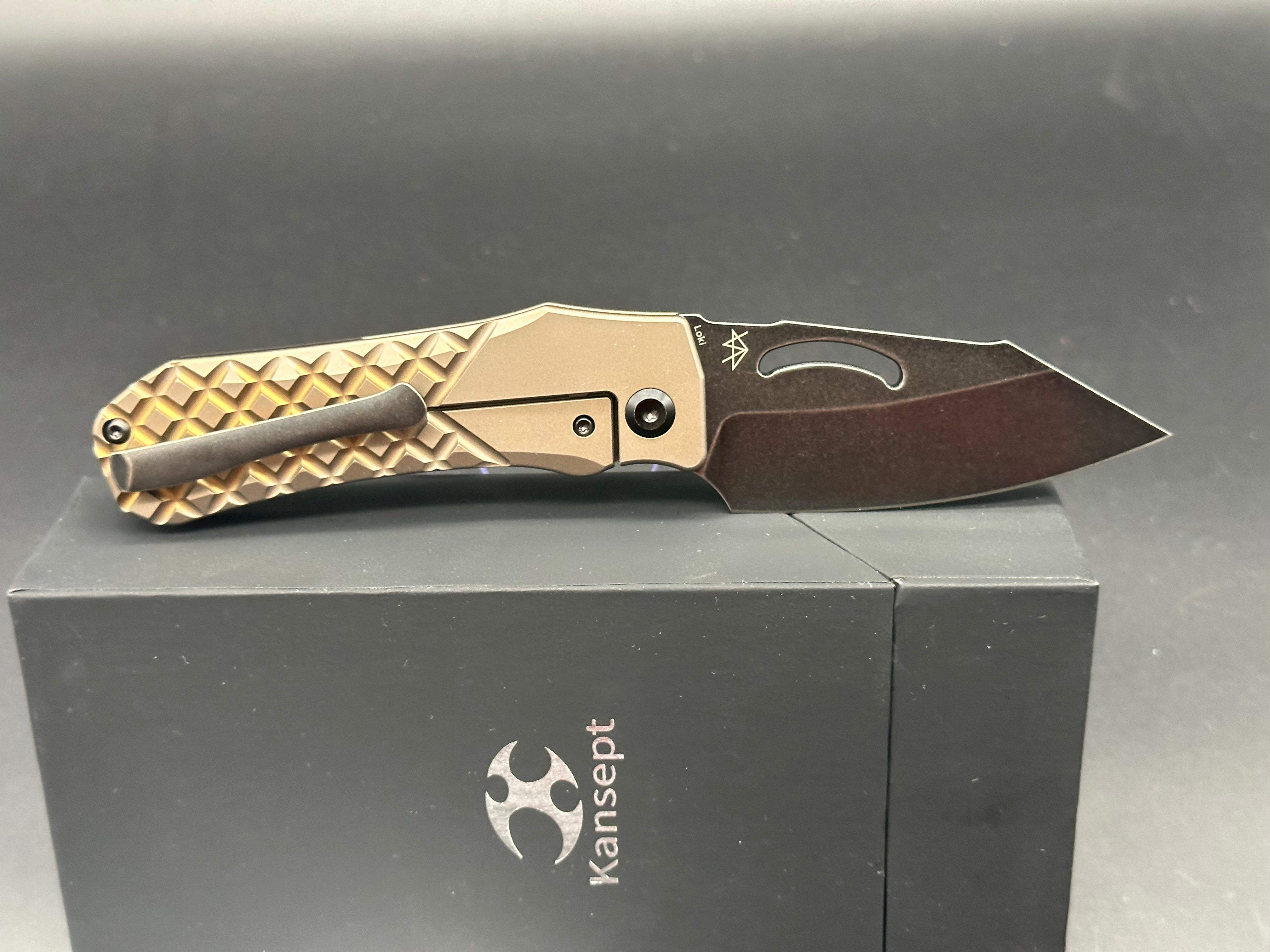 Kansept Loki Bronze Frag Titanium Frame Lock Folding Knife - 2.99
