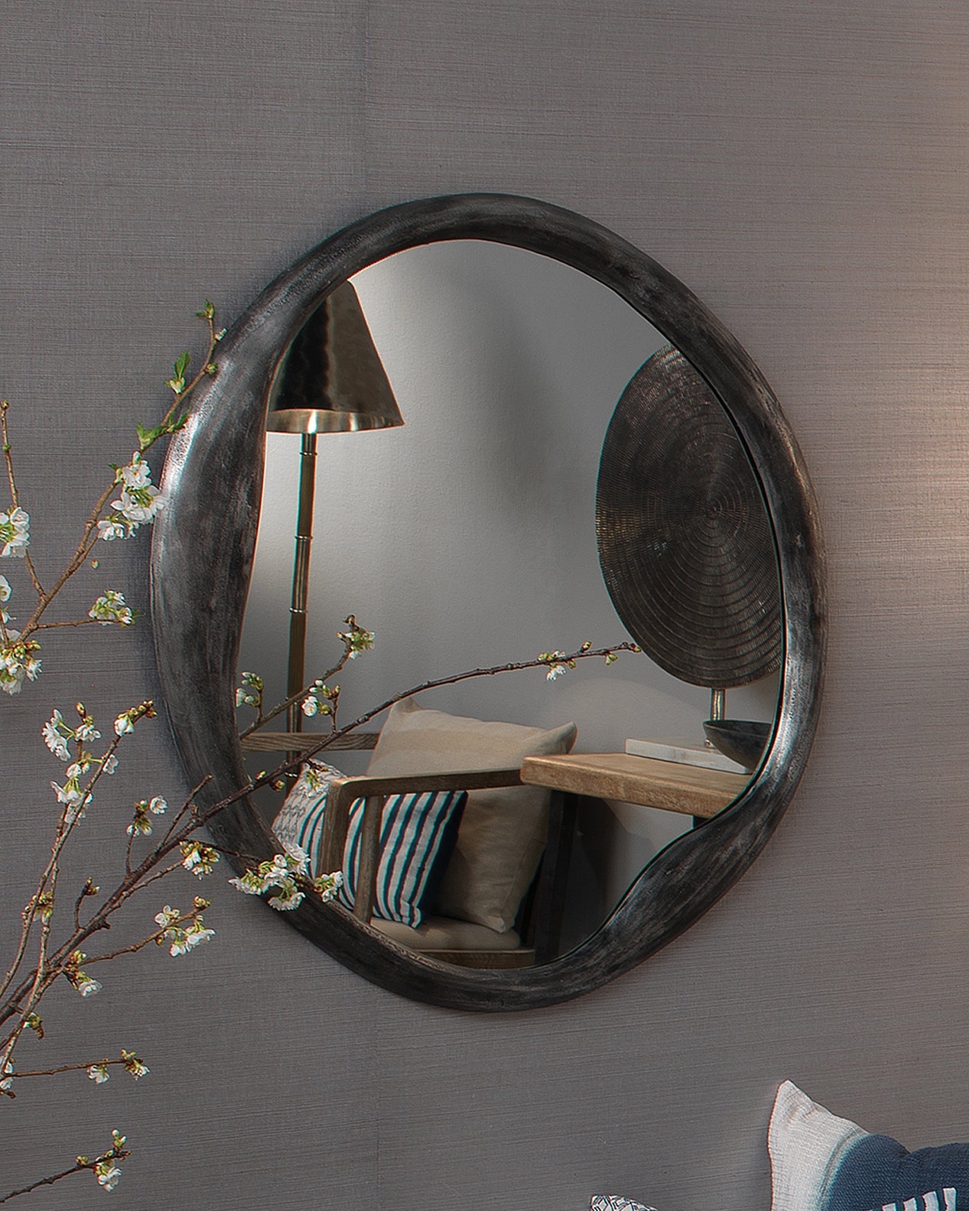 Stylish Organic Round Mirror for Home Decor - Perfect for Living Room, Bedroom & Bathroom