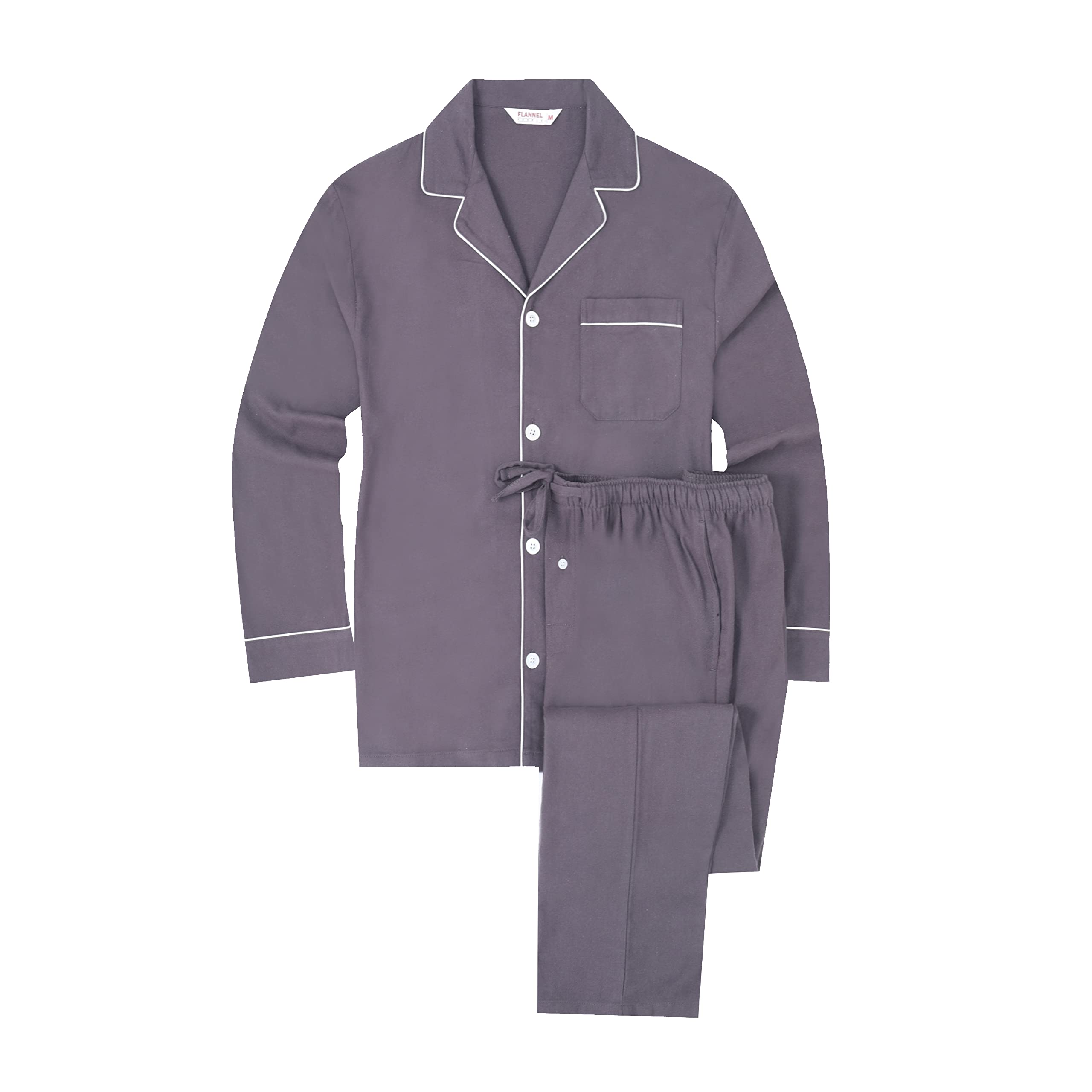 Men's Flannel Pajama Set - Soft Winter Sleepwear - Dark Gray Plaid - Medium Size - Cozy Lounge & Sleepwear for Cold Nights