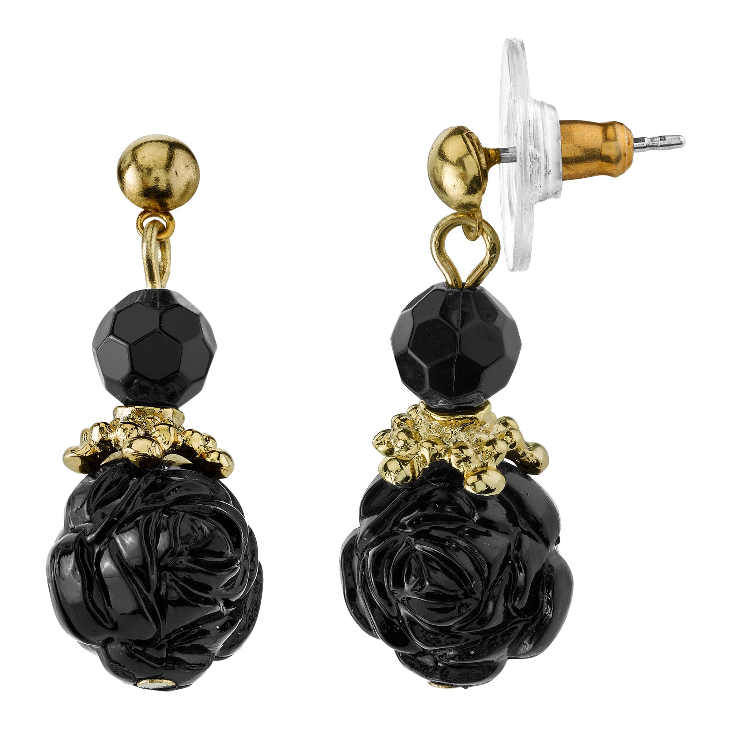 2028 Black Rose Drop Earrings for Women - Elegant Gothic Dangle Earrings for Parties, Weddings & Evening Events