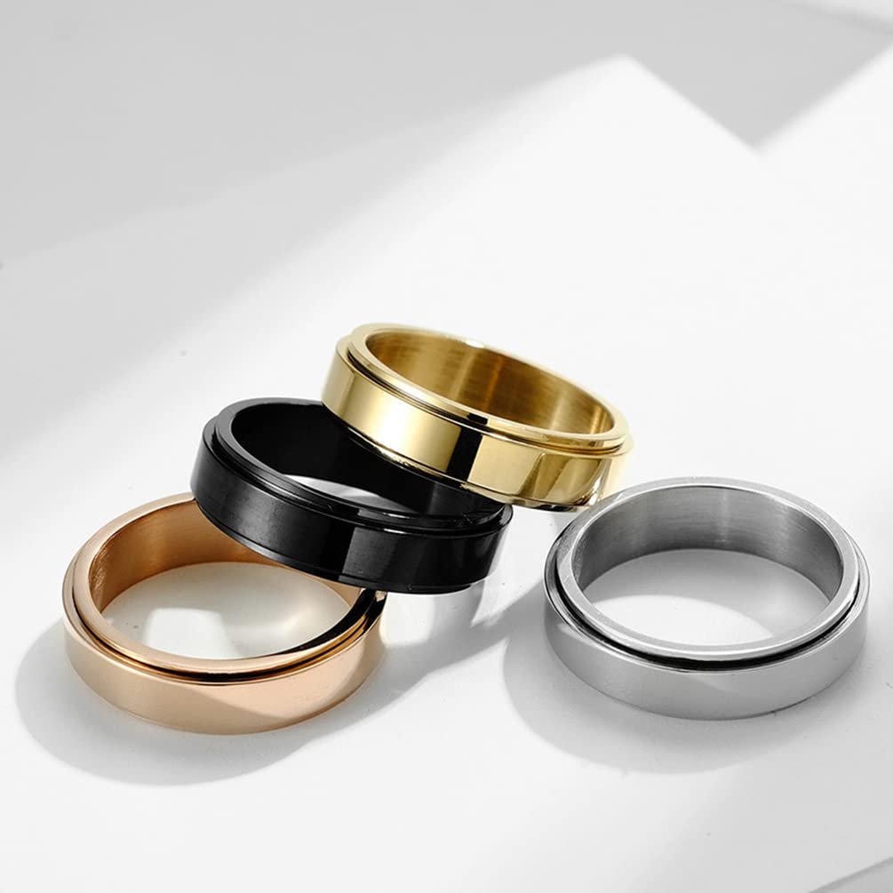 8MM & 6MM Stainless Steel Spinner Fidget Ring - Free Engraving, Wedding Band, Promise & Engagement Ring for Couples - Stress Relief Anxiety Spinning Ring Gift for Boyfriend & Girlfriend | Perfect for Proposals, Anniversaries, and Everyday Wear