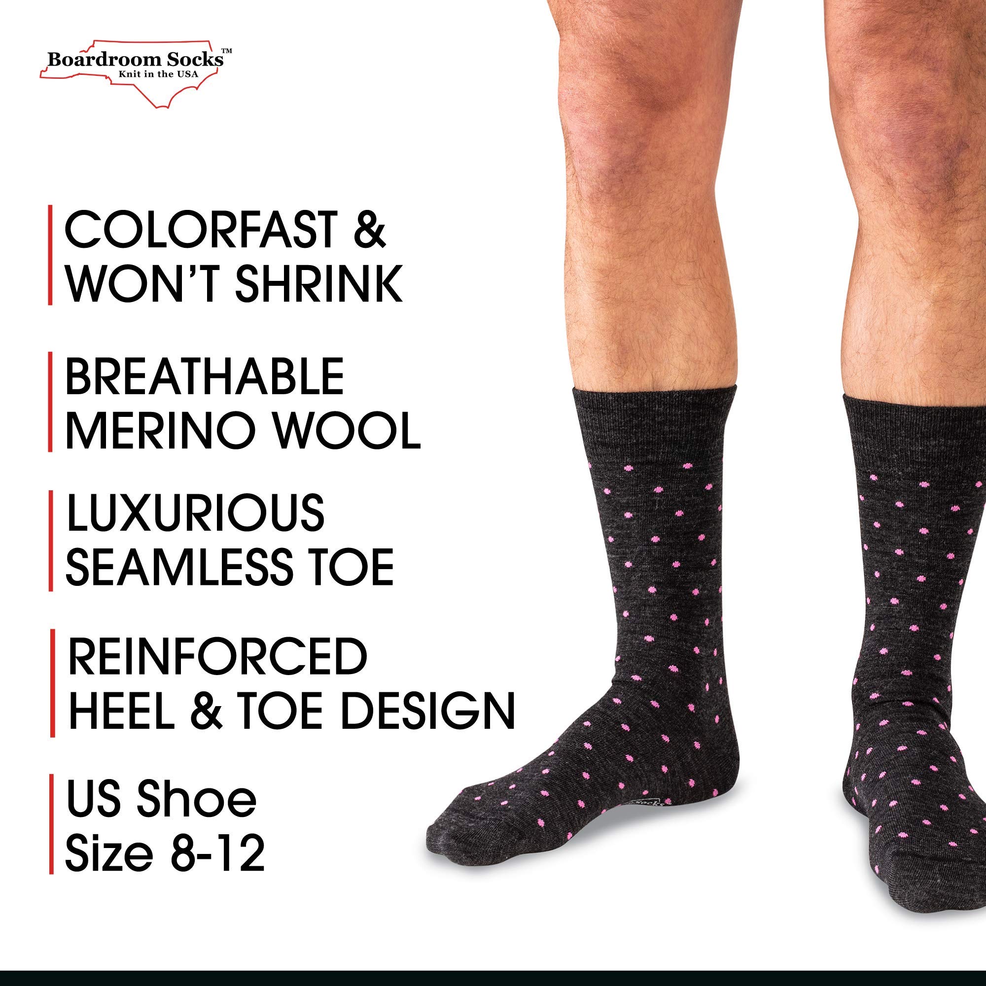 Premium Merino Wool Mid-Calf Dress Socks for Men - Breathable & Comfortable Patterned Socks for Business, Office & Formal Occasions