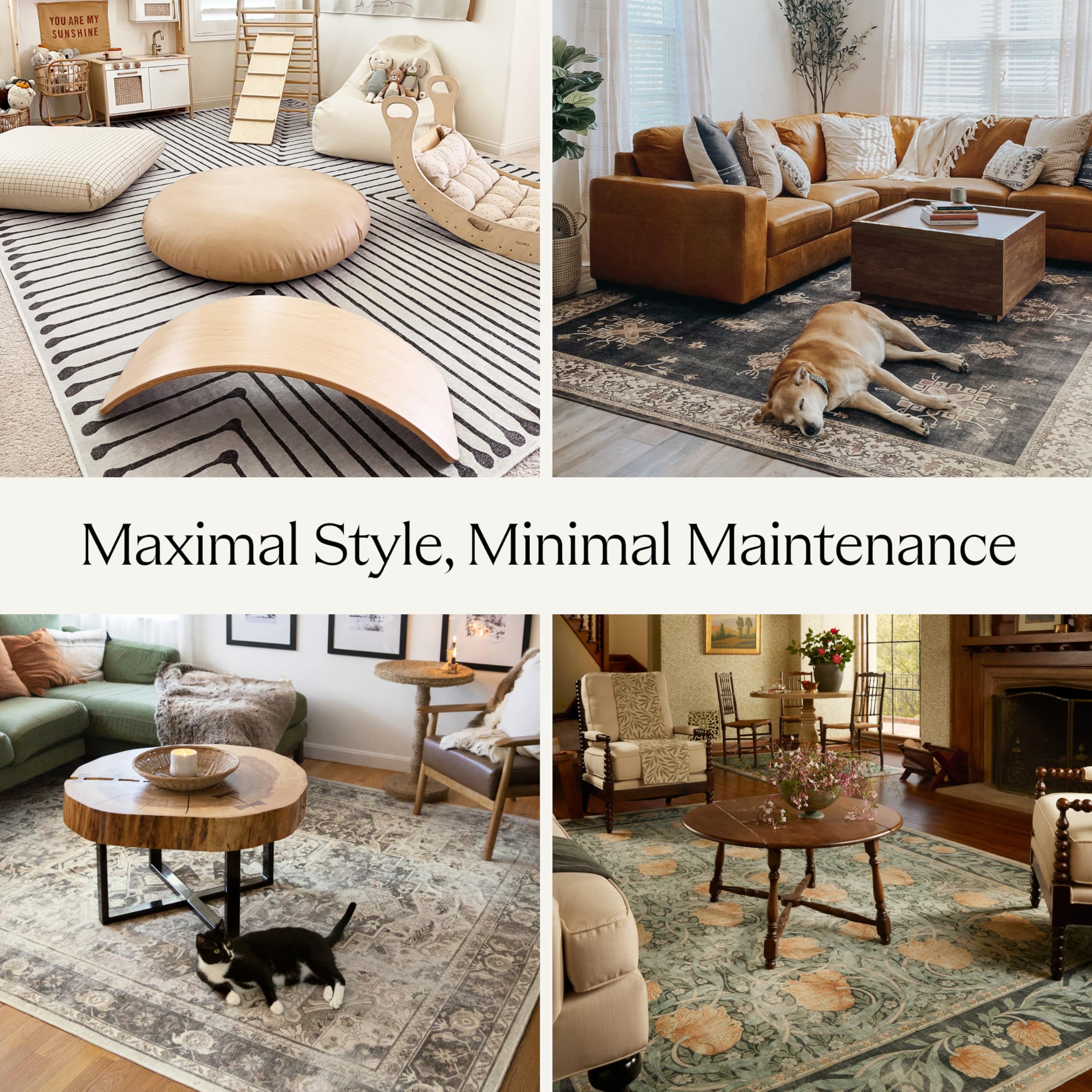 Ruggable Washable 3x5 Area Rug - Verena Dark Wood Pattern | Non-Slip Gripper Pad | Premium Indoor Rug for Living Room, Bedroom, Kitchen, Office & Classroom | Easy to Clean & Maintain | Perfect for High Traffic Areas & Pet-Friendly Homes