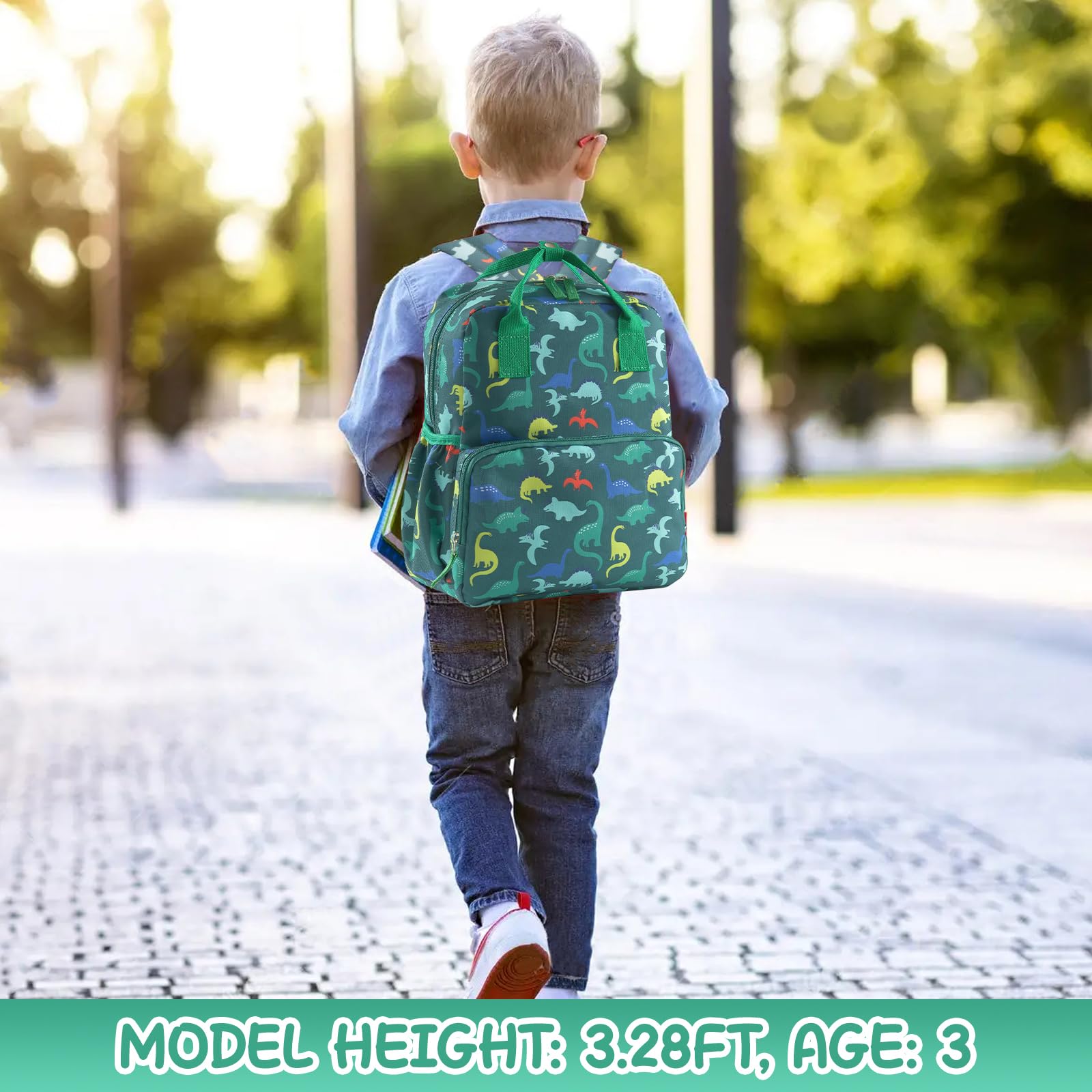 Dinosaur Toddler Backpack for Boys & Girls Ages 2-5 - Cute Preschool Backpack with Adjustable Chest Strap - Perfect for Kindergarten, Daycare & Travel - Lightweight Kids Bookbag for School Supplies & Daily Use