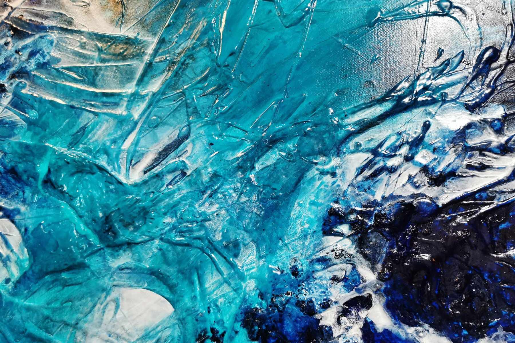 Azure Royalty 270cm x 120cm Blue White Textured Abstract Canvas Art - Modern Wall Decor for Living Room, Bedroom & Office