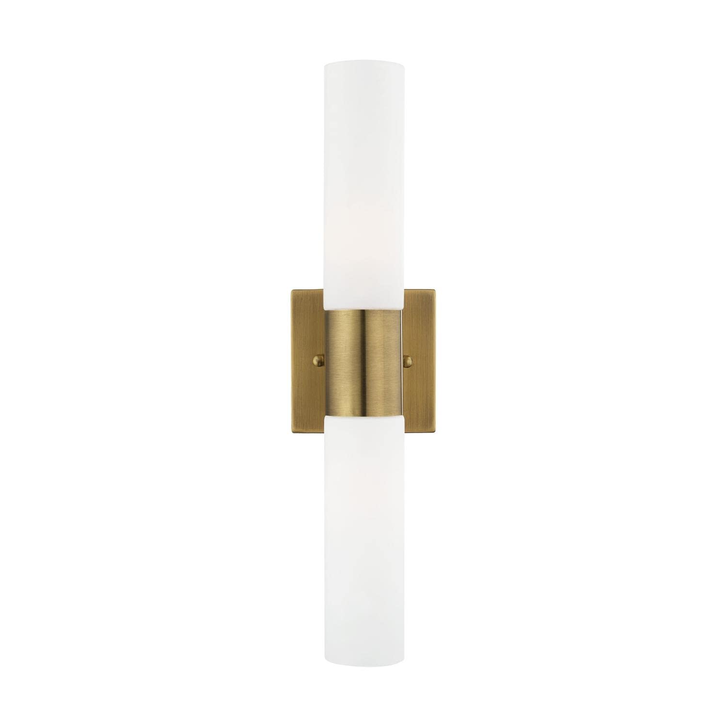 Livex Lighting 2-Light Antique Brass ADA Compliant Bathroom Vanity Light Fixture - Perfect for Modern & Traditional Bathroom Decor