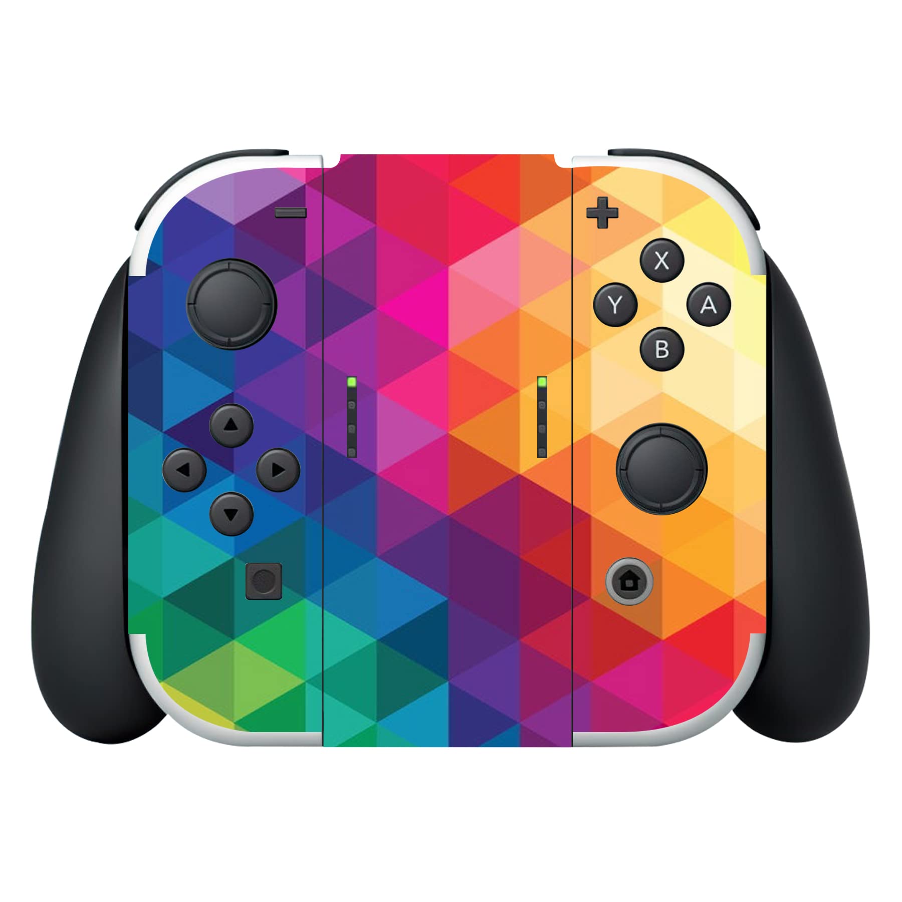 PlayVital Full Set Protective Stickers for Nintendo Switch OLED Model - Custom Vinyl Decal Skins for Switch OLED Console, Joycon, Dock & Grip - Colorful Triangle Design - Perfect for Gaming Protection and Personalization