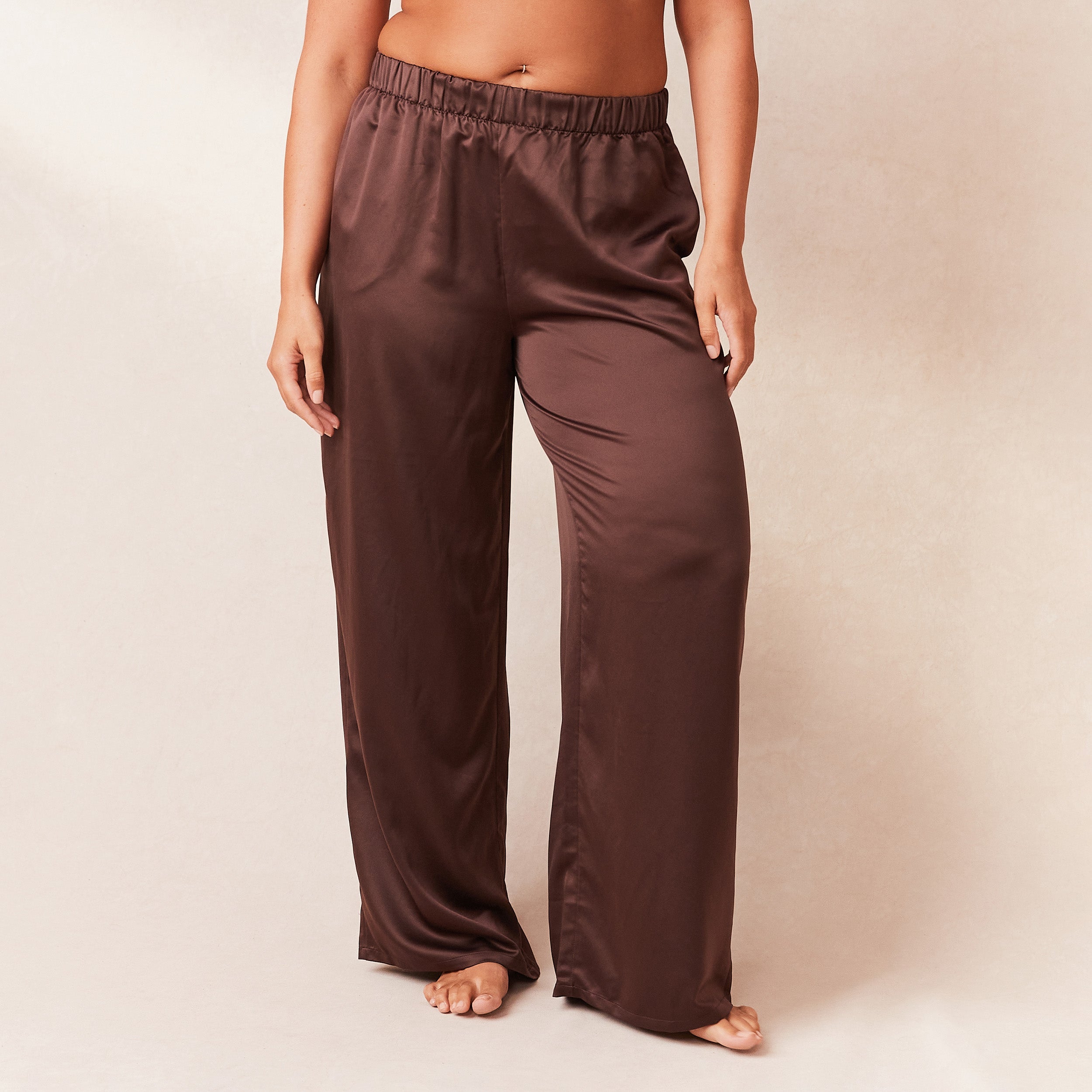 Classic Satin Pajama Pants for Women - Soft & Comfortable Sleepwear - Chocolate Brown - Perfect for Lounge, Sleep & Relaxation at Home