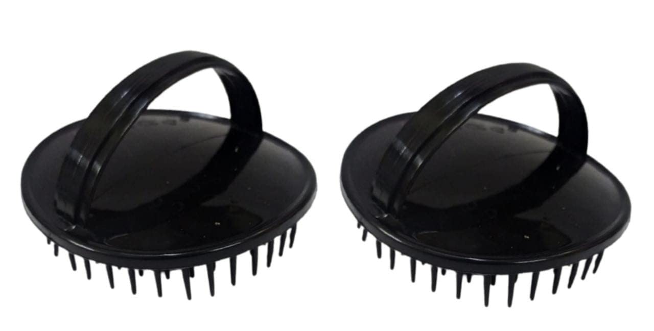 **Round Plastic Hair Washing Comb & Scalp Massager – 2 Pack Black Shower Brush for Men & Women – Gentle Hair Detangling & Relaxing Scalp Care – Perfect for Shower, Salon & Home Use**