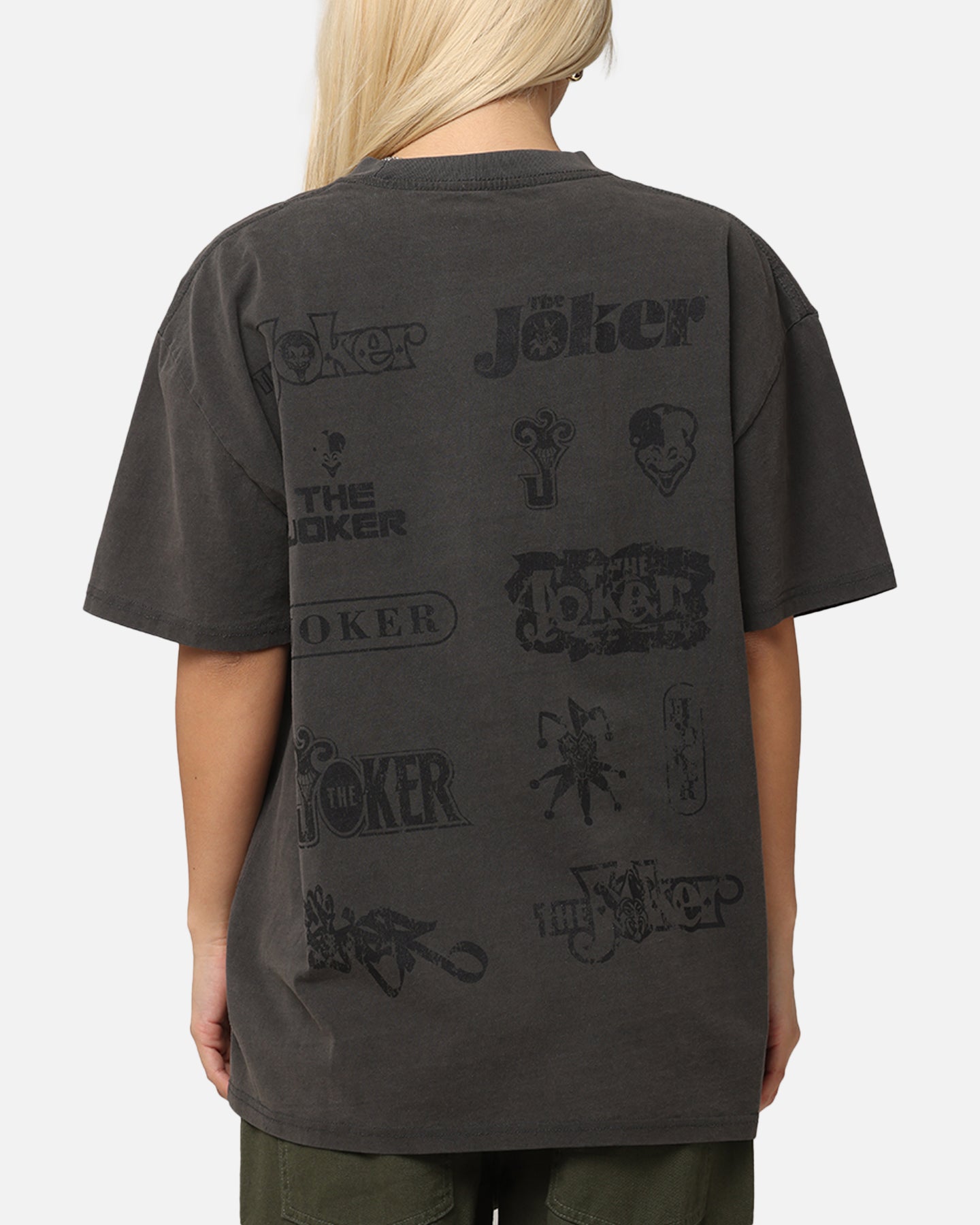 DC Batman The Joker Logo Heavy Cotton T-Shirt - Black Wash Vintage Graphic Tee for Men - Perfect for Cosplay, Comic Con & Superhero Fans
