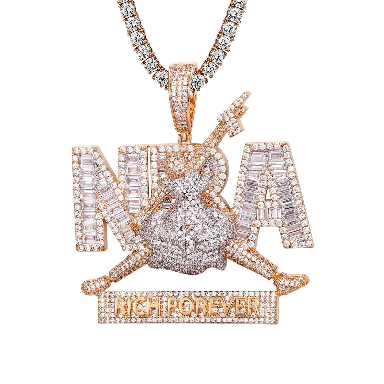 Jumpman Sterling Silver 3D Baguette Pendant Necklace - Hip Hop Jewelry for Men & Women - Perfect for Streetwear Fashion & Basketball Fans