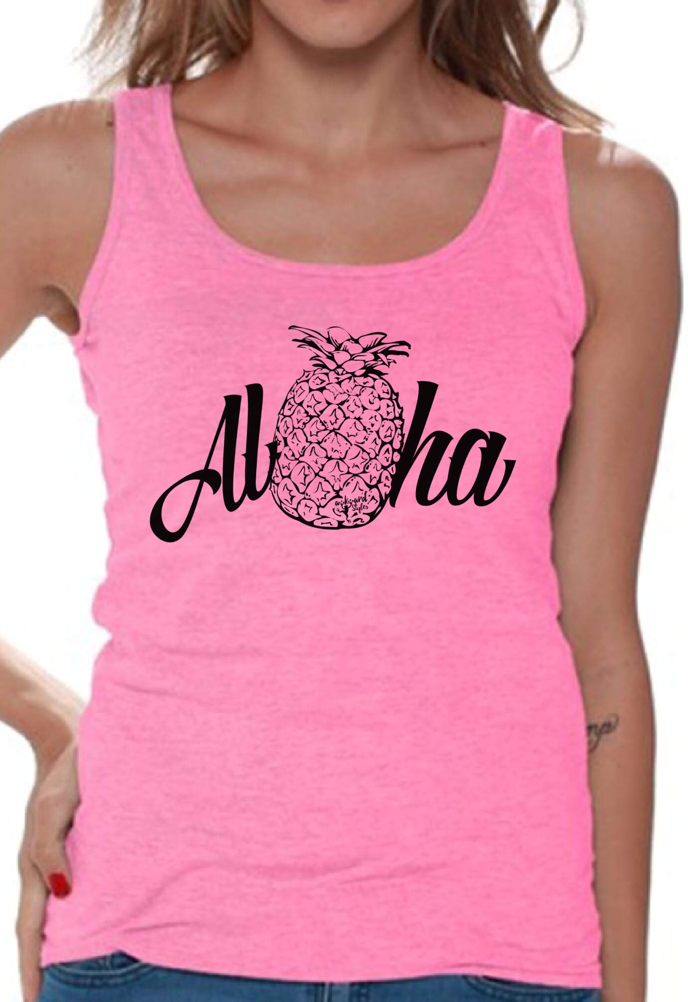 Stylish Women's Aloha Tank Top - Hawaiian Floral Print Summer Beach Tank Top for Women | Perfect for Vacation, Luau Party & Tropical Getaways