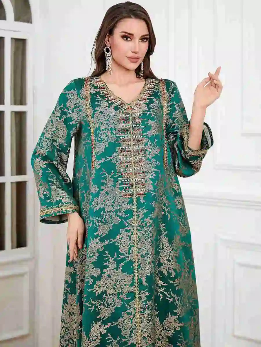 Elegant Eid Dresses for Women - Embroidered Beaded Caftan Kaftan Dress #254336 | Perfect for Eid Celebrations, Weddings & Special Occasions