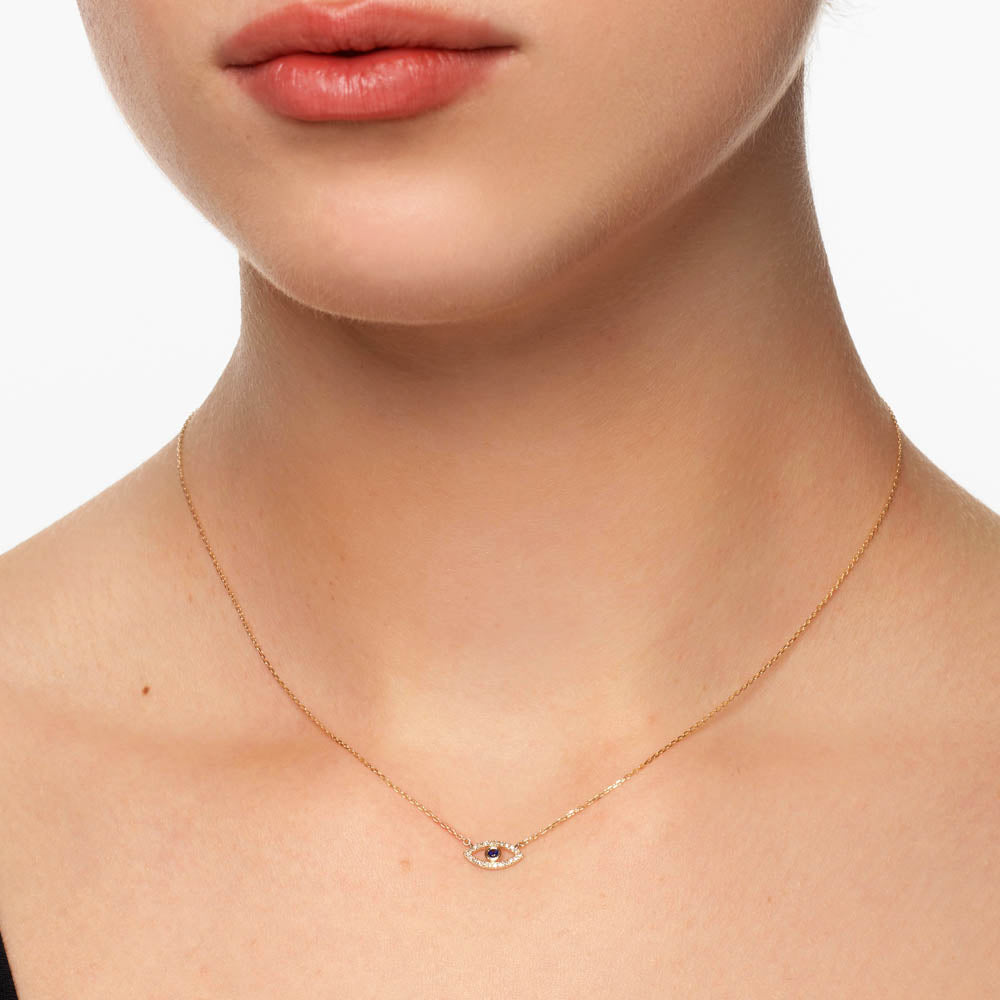 10k Gold Diamond Evil Eye Necklace for Women - Protection Jewelry Gift for Birthday, Anniversary & Everyday Wear