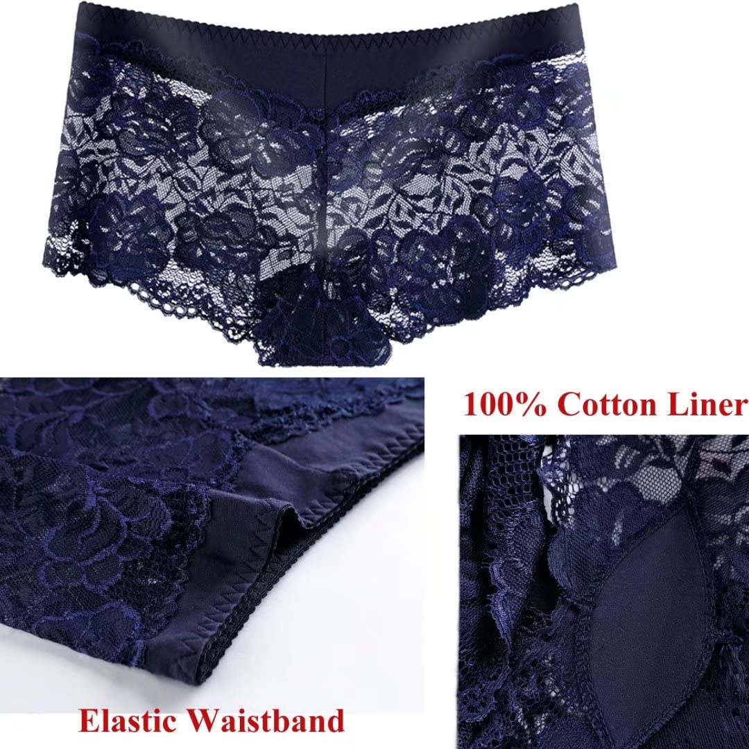 Timothee Women's Lace Boyshorts & Hipster Panties - Soft, Sexy Underwear for Regular & Plus Size - Pack of 3, 4, or 8 - Perfect for Everyday Comfort & Date Nights
