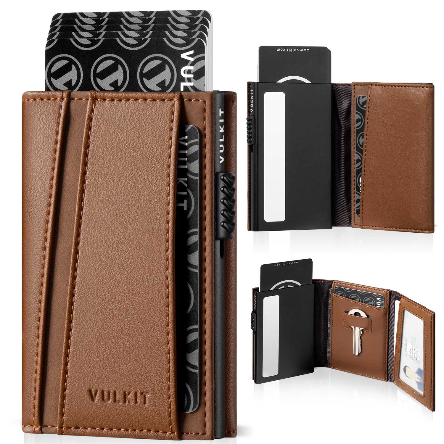RFID Blocking Minimalist Men's Wallet with Coin Pocket & Key Holder - Slim Bifold Wallet for Cash, Cards & Spare Keys | Perfect for Travel, Work & Everyday Use