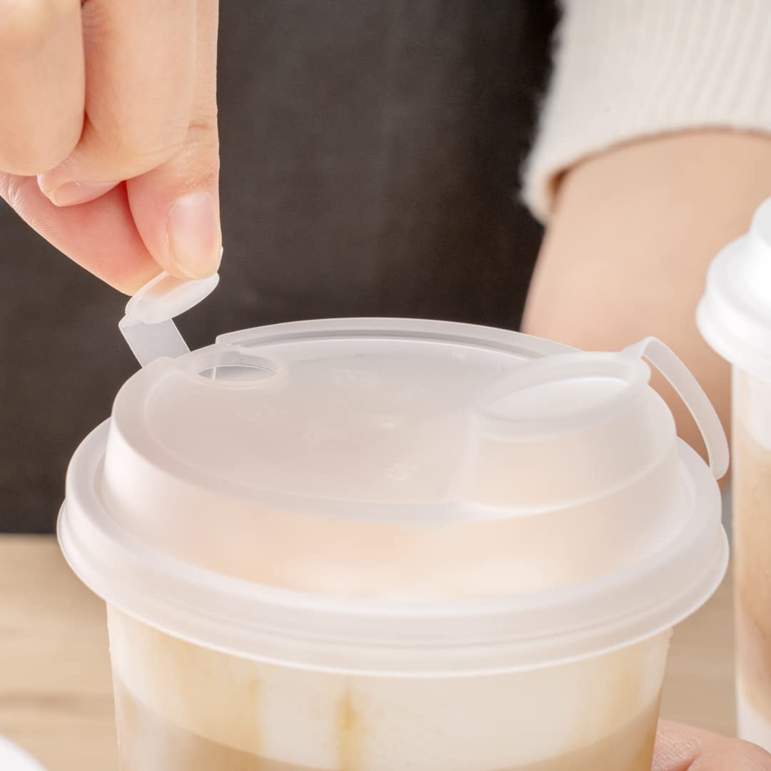 Restaurantware 500-Pack Leakproof Bev Tek Lids for 12oz/16oz/24oz Coffee Cups - 2-in-1 Design with Attached Stoppers, Clear Plastic Disposable Drink Lids (Cups Sold Separately) | Perfect for Coffee Shops, Cafes, Takeout & Office Break Rooms