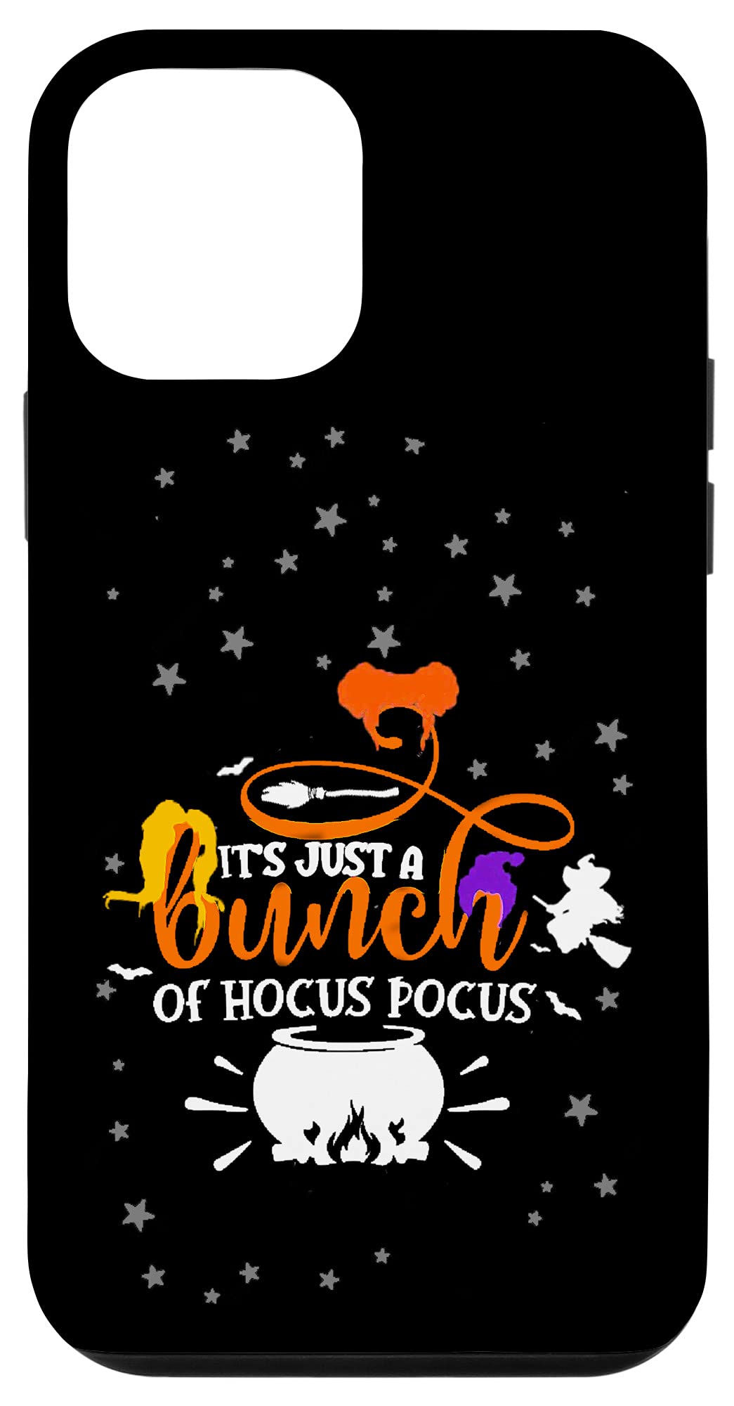 iPhone 12 Mini Halloween Case - Funny 'It's Just A Bunch Of Hocus Pocus' Design - Protective Black Phone Cover for iPhone 12 Mini - Perfect for Halloween Parties, Trick or Treating & Spooky Season