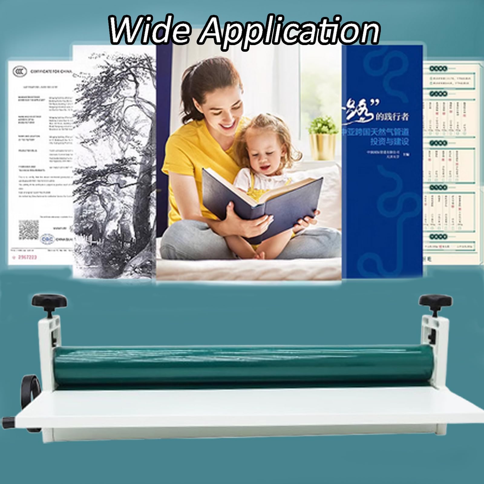 INTBUYING 14-Inch 360mm All Metal Manual Cold Roll Laminator Machine - Heavy Duty Laminating for Posters, Photos, Documents & ID Cards (Office, School, Home Use)