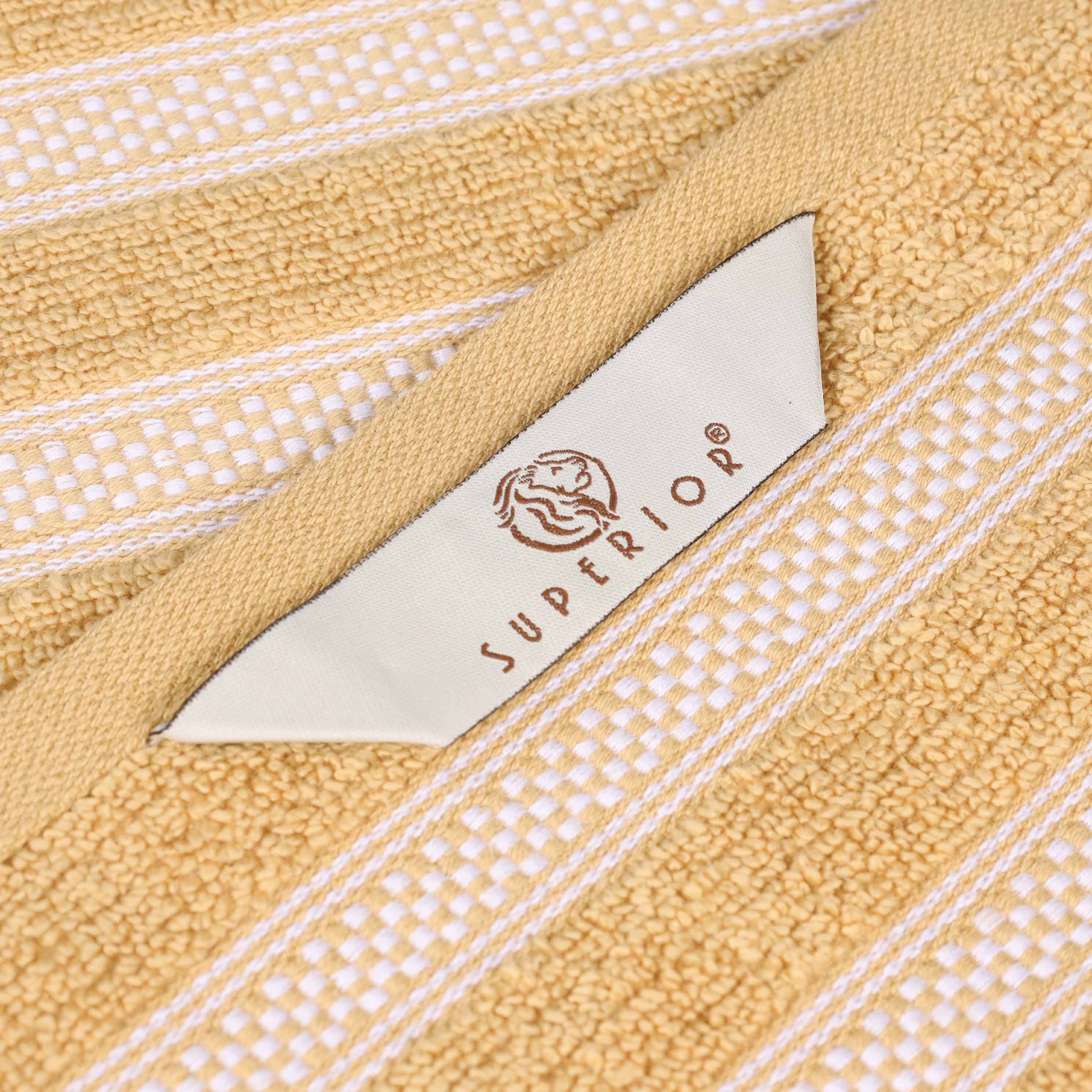 Premium Zero Twist Cotton Ribbed Geometric Border Plush 3-Piece Bath Towel Set - Ultra Soft & Absorbent for Spa, Bathroom & Luxury Home Use