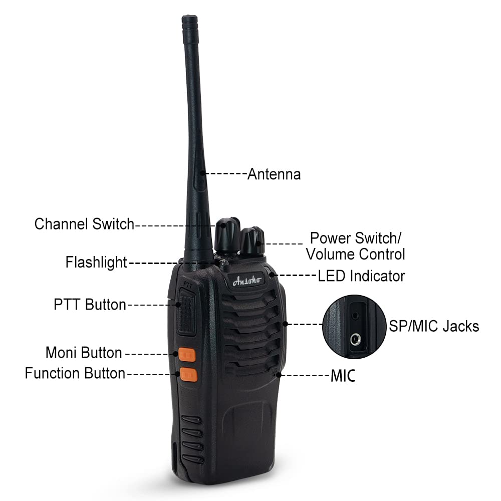 Long Range Walkie Talkies for Adults - Rechargeable 2-Way Radios with 6-Bank Gang Charger & Spare Batteries (6 Pack) - Ideal for Outdoor Adventures, Construction Sites, and Emergency Communication