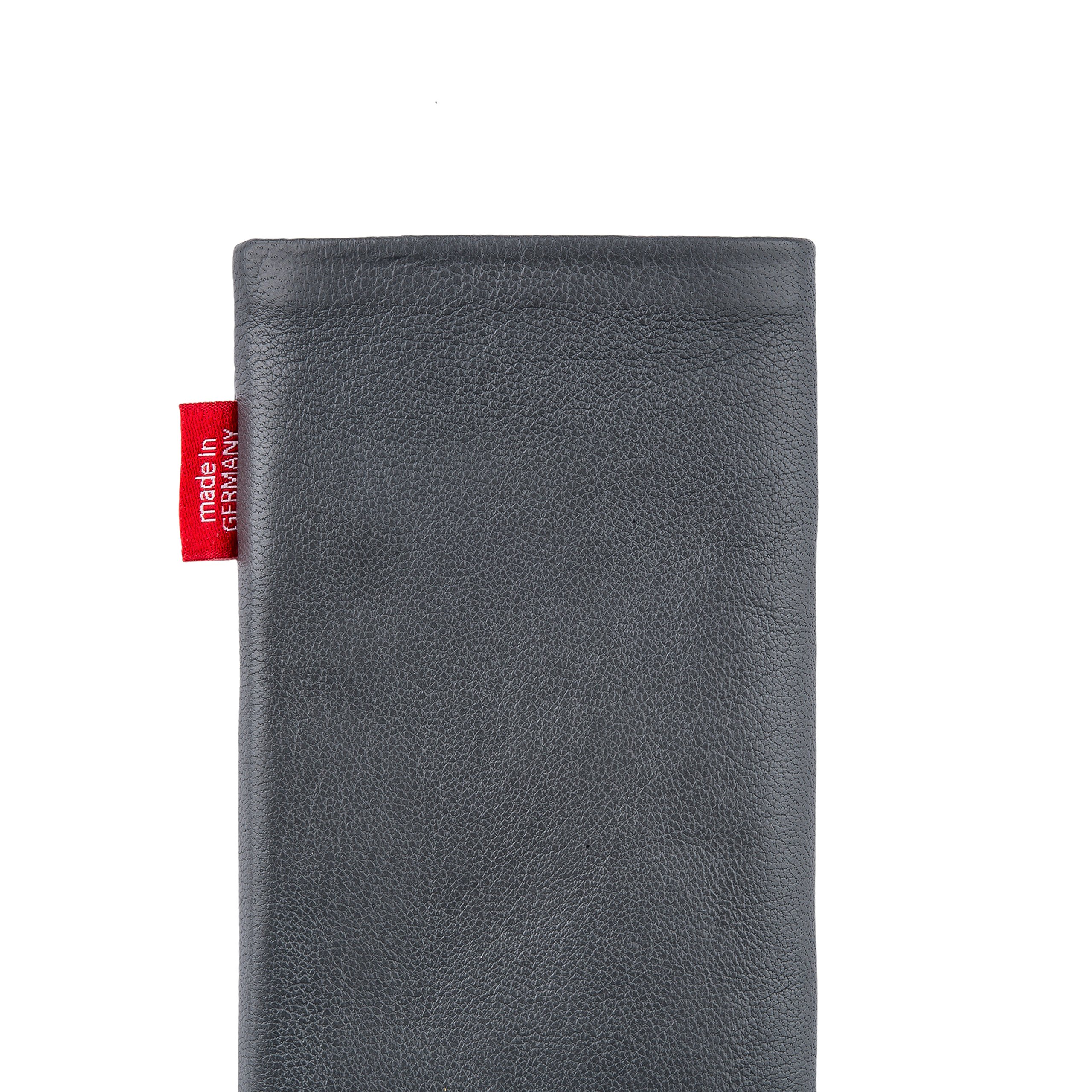 Premium Gray Custom Tailored Sleeve for Apple iPhone 8 Plus | German-Made Genuine Nappa Leather Pouch Case with Microfiber Lining | Perfect for Display Cleaning & Everyday Protection | Ideal for Business Professionals & Travelers