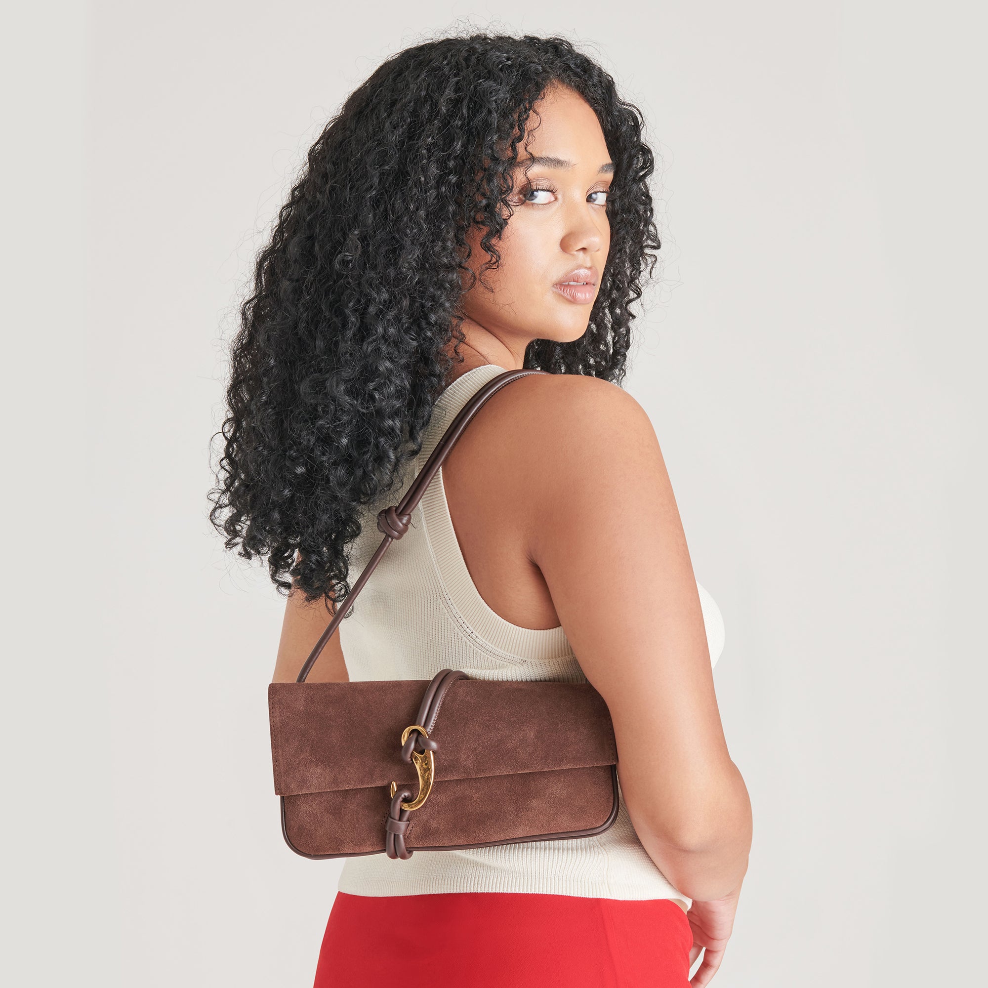 ALICE Shoulder Bag in Chocolate Suede Leather - Stylish Crossbody Purse for Women, Perfect for Work, Travel & Everyday Use