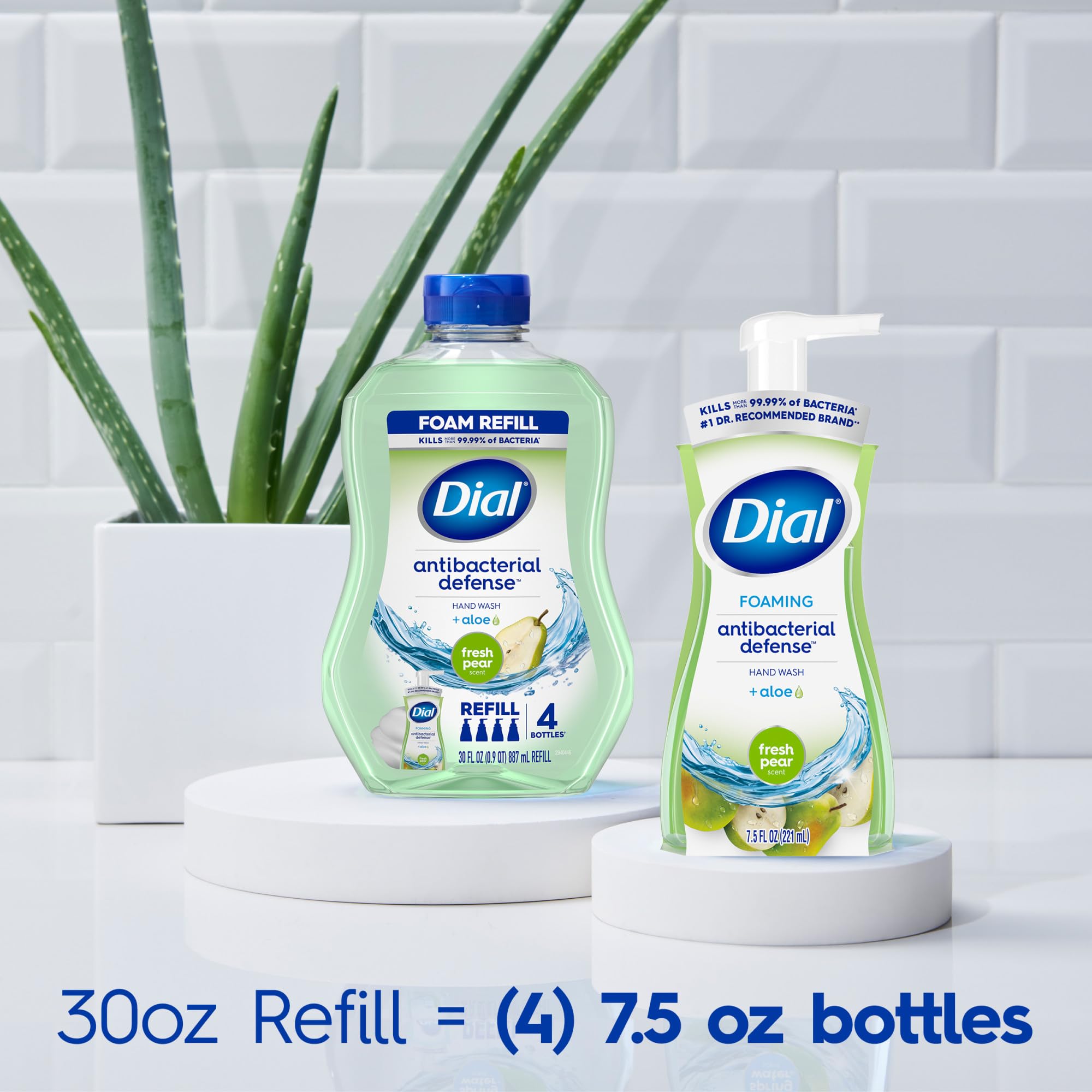 Dial Antibacterial Foaming Hand Wash - Fresh Pear Scent, 7.5 fl oz | Kills 99.9% Germs | Moisturizing & Gentle for Daily Hand Washing at Home, Office & School