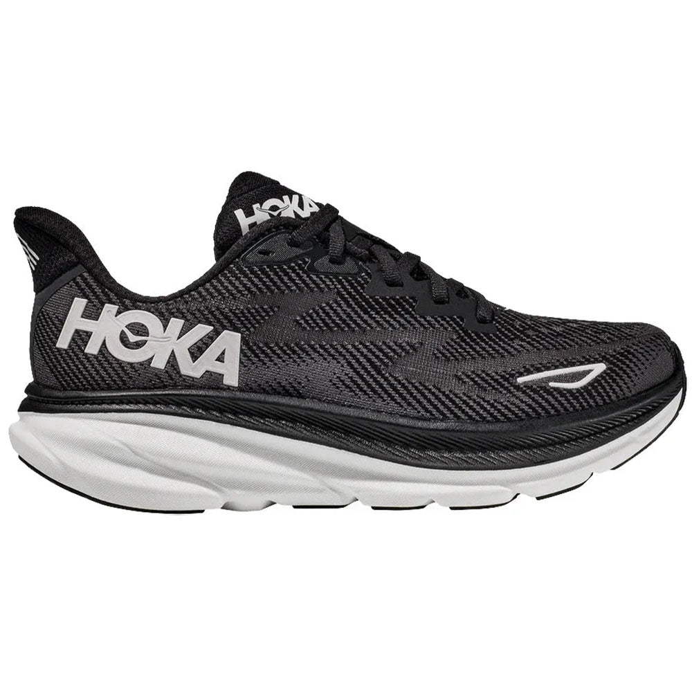 Hoka Clifton 9 Running Shoes for Men - Black/White - Size 10.5 D Medium - Lightweight Cushioned Road Running & Walking Shoes for Comfort & Performance