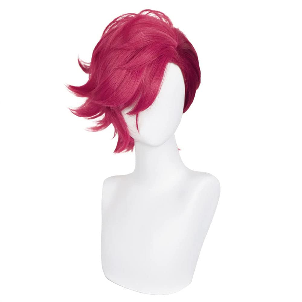 LOL Arcane Vi Cosplay Wig - Short Layered Pink Hair for Women & Men | Perfect for Halloween, Cosplay Events, Anime Conventions & Costume Parties