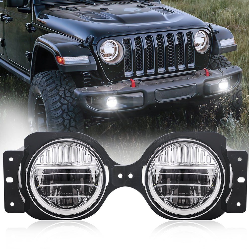 4 Inch Smile LED Fog Lights for Jeep Wrangler JL & JT (Pair) - Durable Off-Road Lighting for Night Driving & Adventure